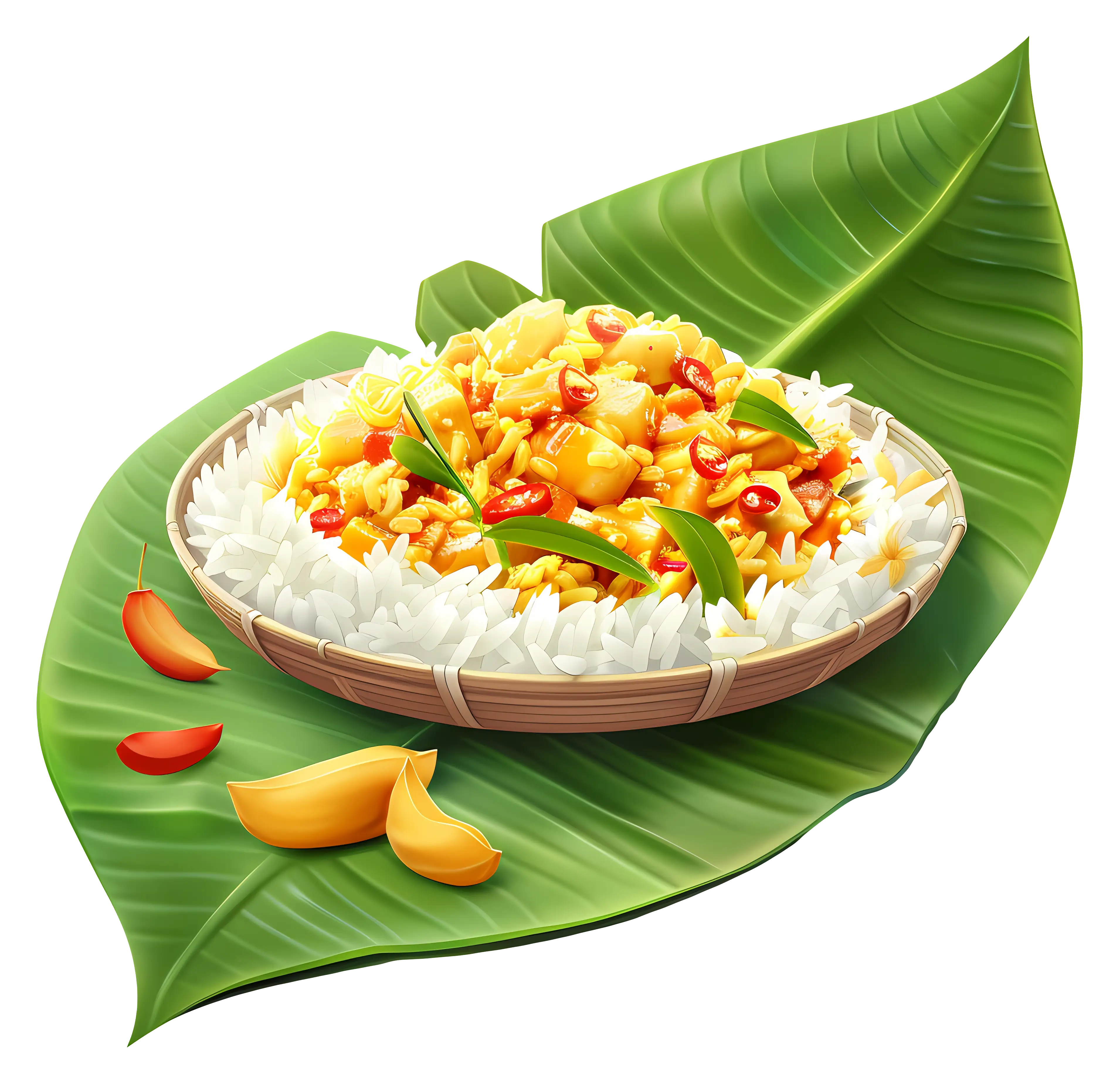 Rice Dish on Leaf