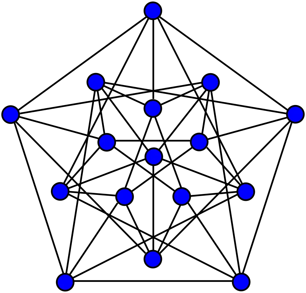 Graph Diagram with Blue Nodes and Connections