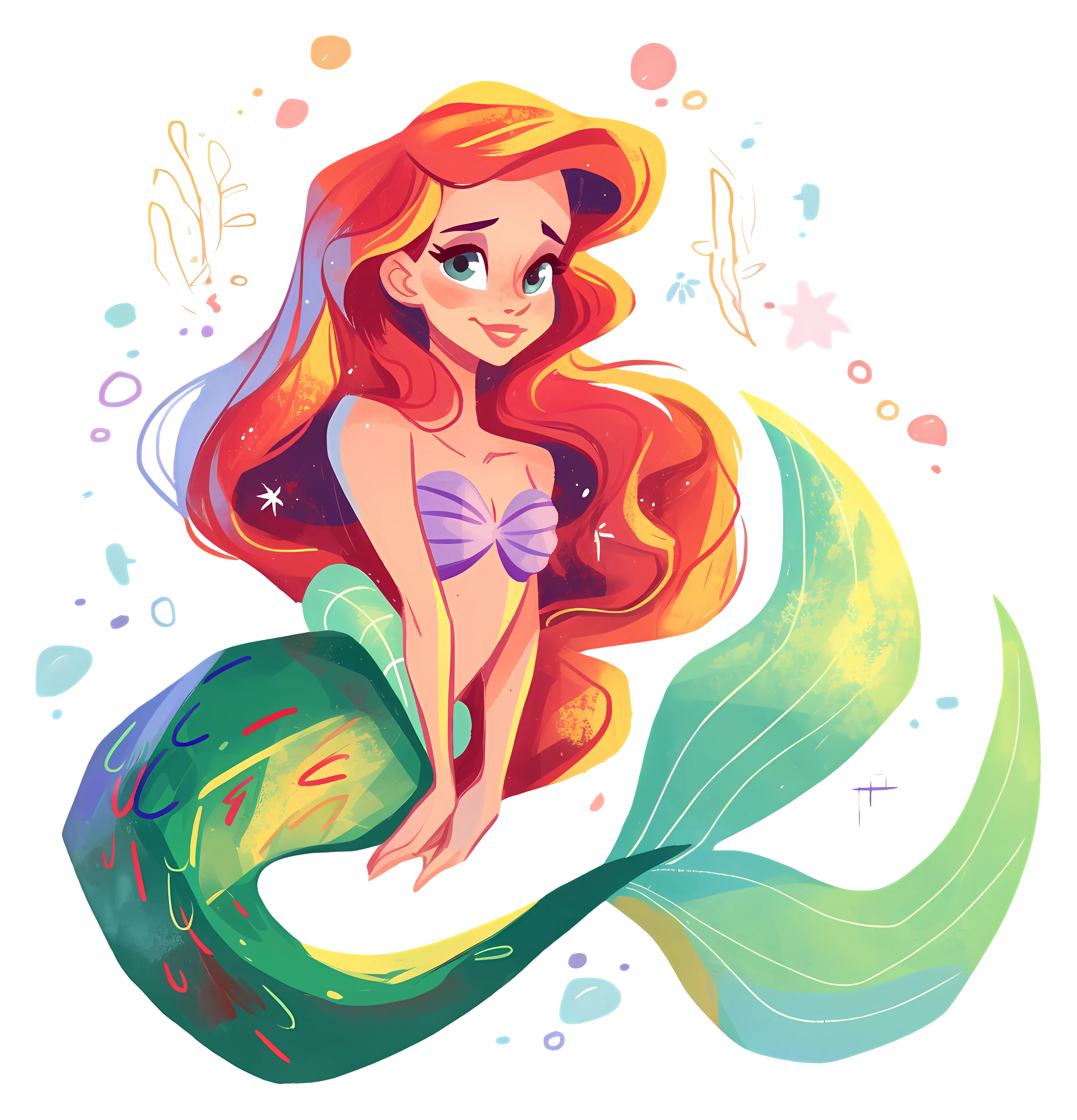 Colorful Mermaid in Fantasy Ocean