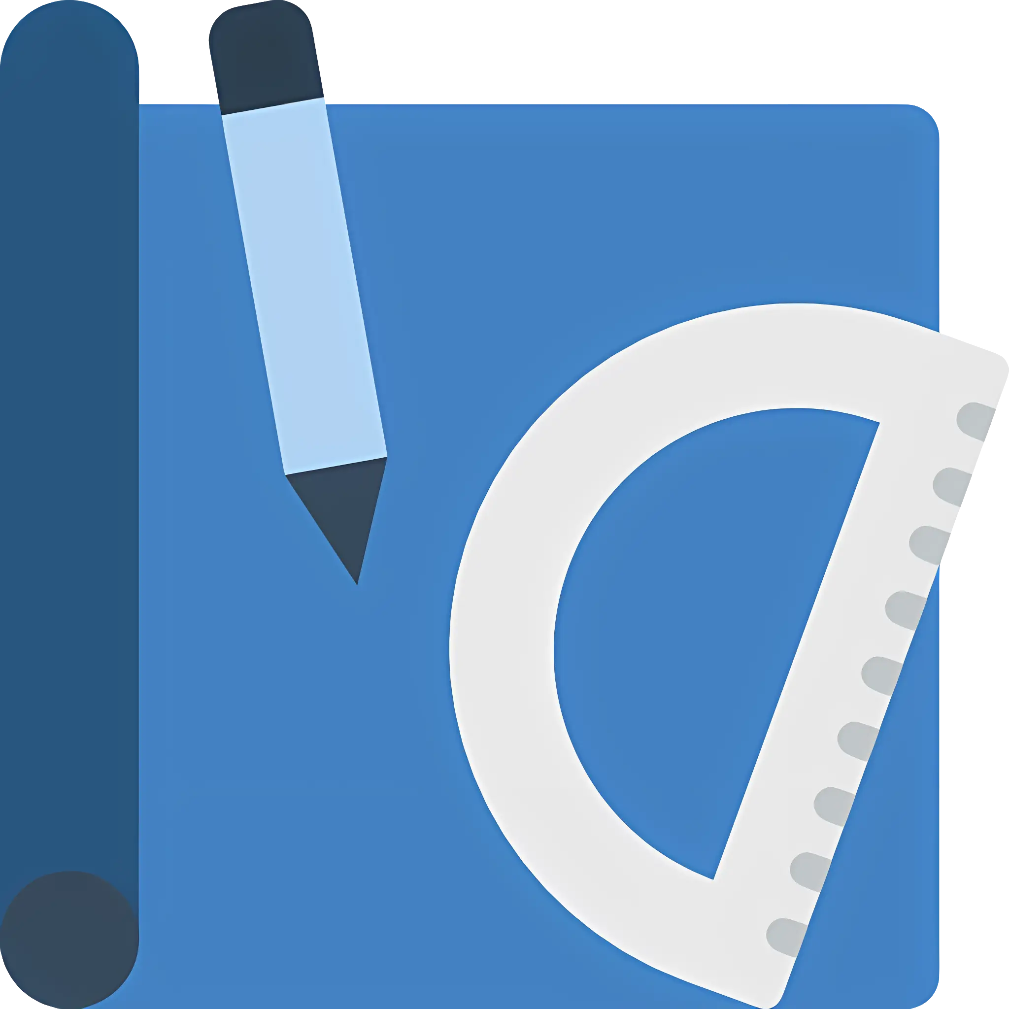 Blueprint with Pencil and Protractor