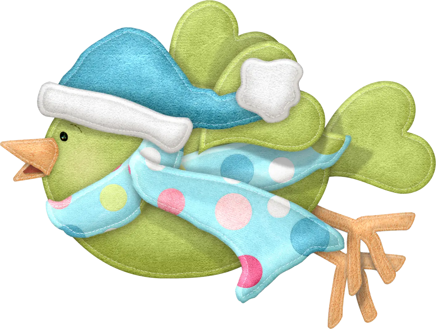 Cartoon Bird Dressed in Winter Attire