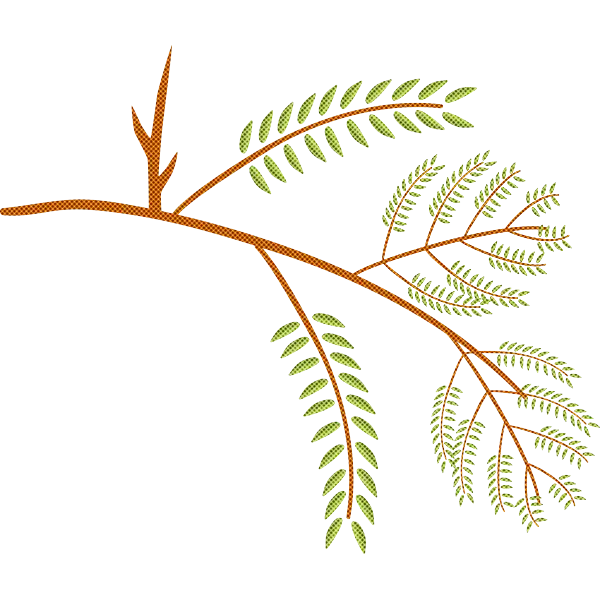 Illustration of a Branch with Green Leaves