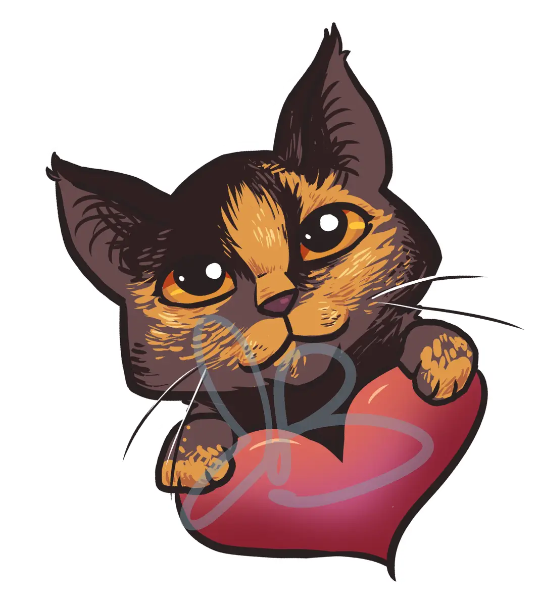 Cat Illustration with Heart