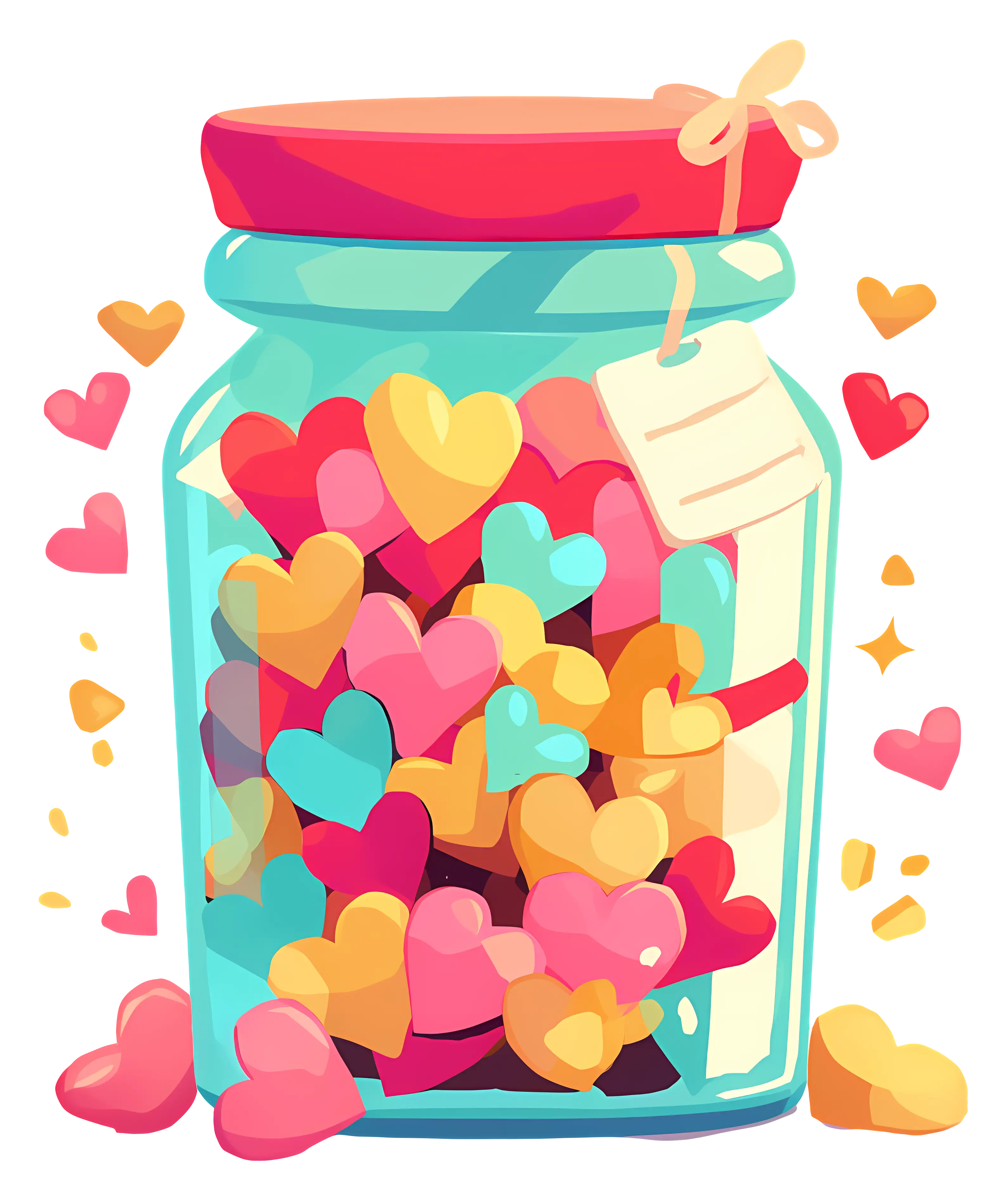 Jar of Colorful Hearts for Decorative Use