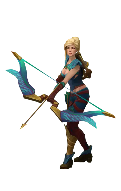 Cartoon Female Archer with Bow and Arrow