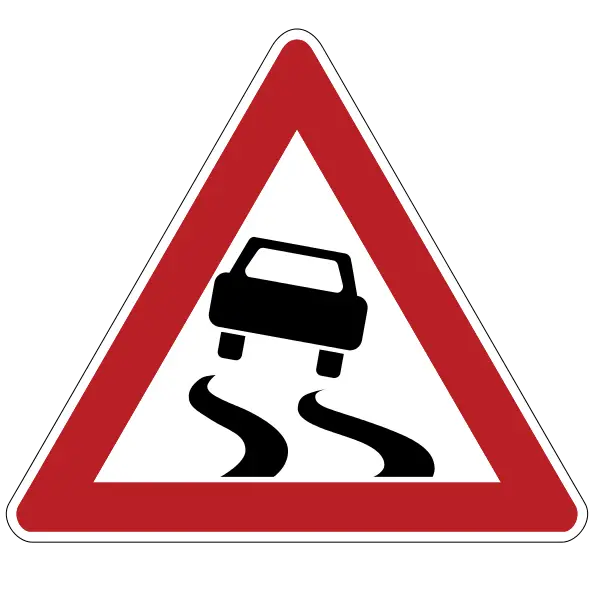 Slippery Road Warning Sign Illustration