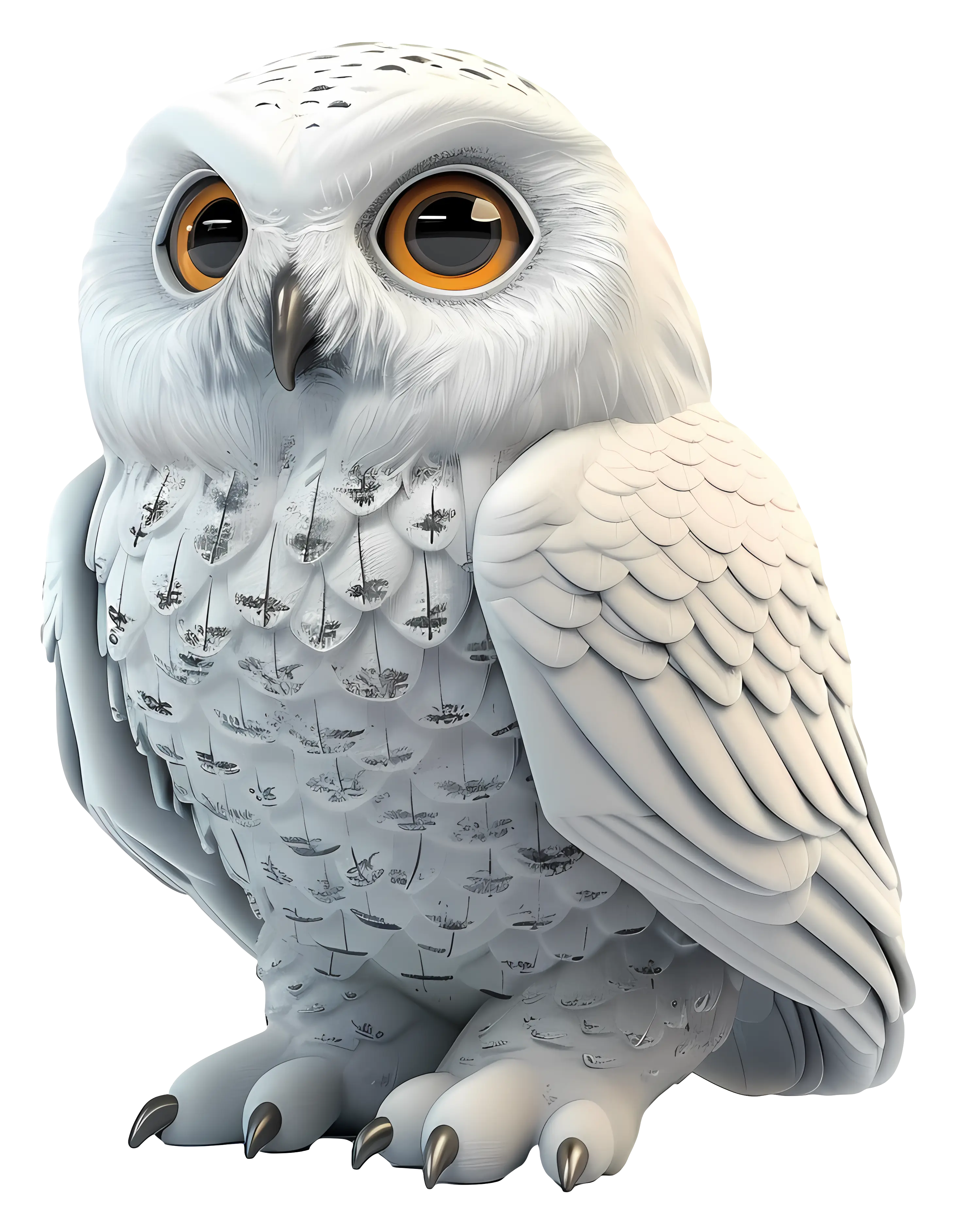 White Snowy Owl with Big Eyes