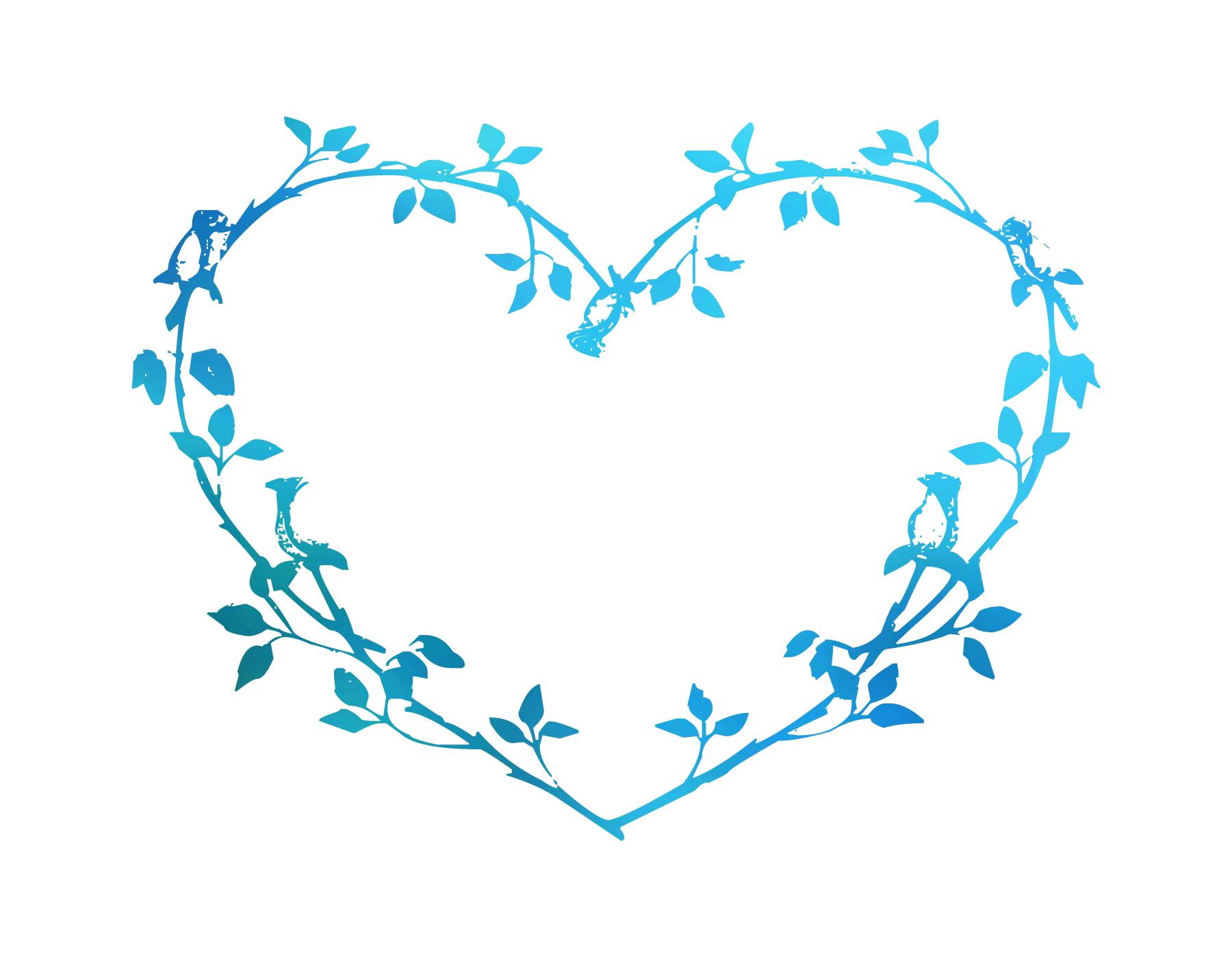 Blue Heart-Shaped Frame with Delicate Vines