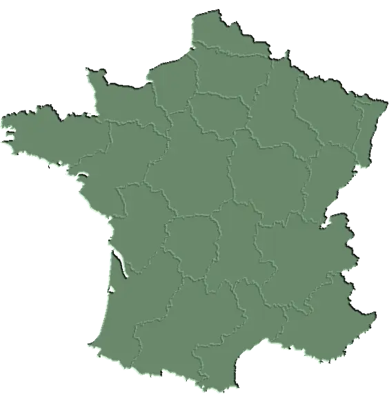 Green Map of France with Regions