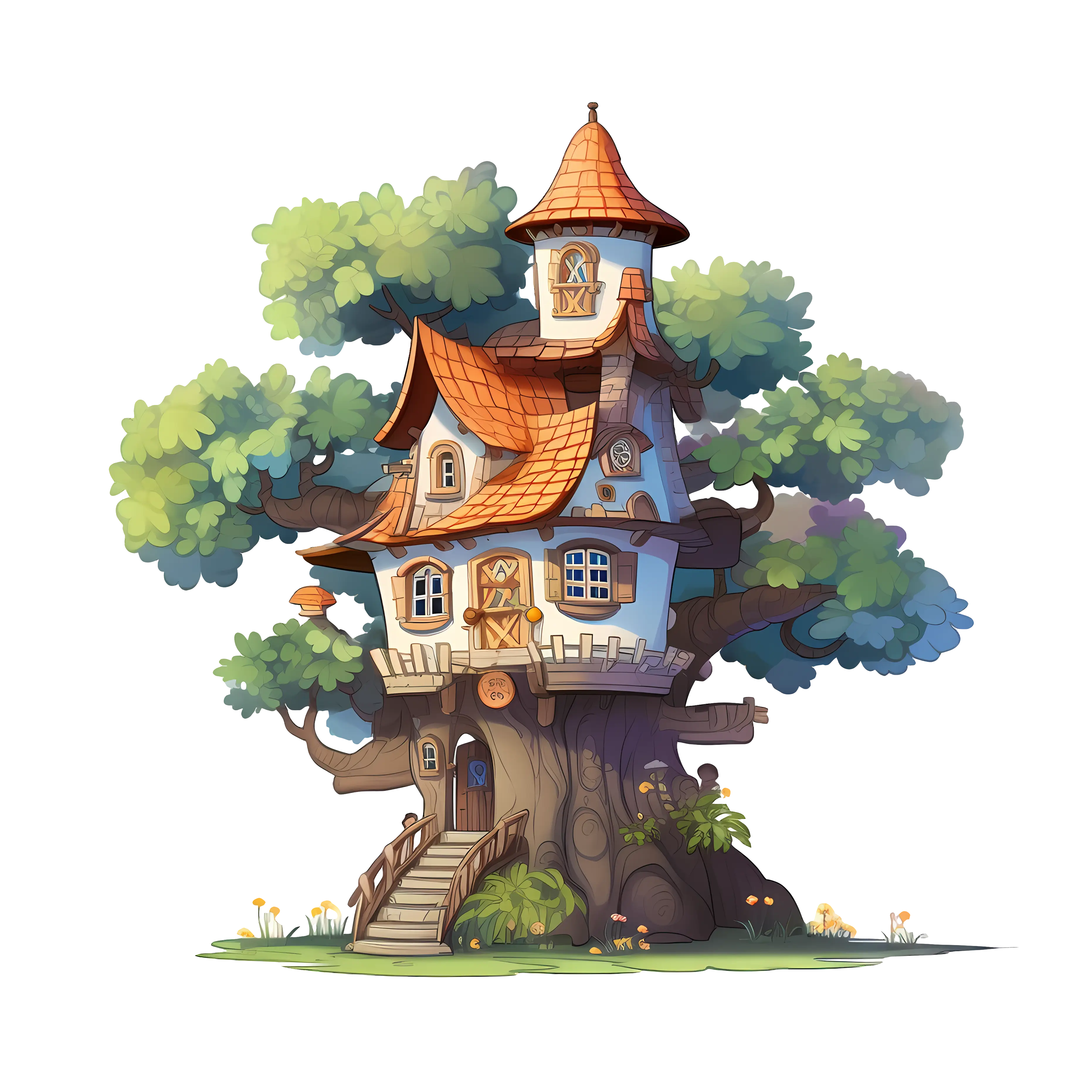 Fairytale Treehouse in a Dense Tree