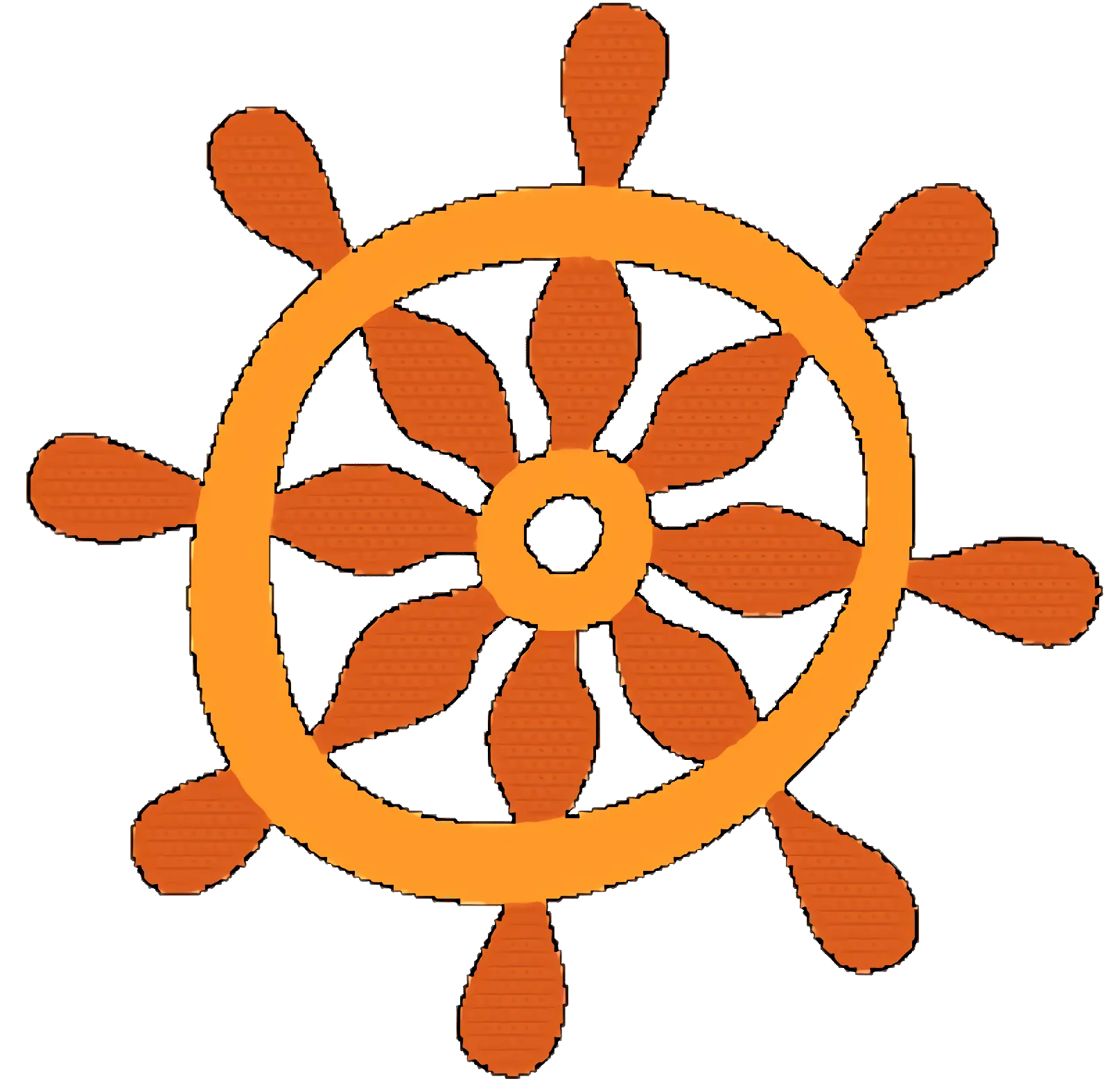 Classic Orange Ship Wheel Symbol