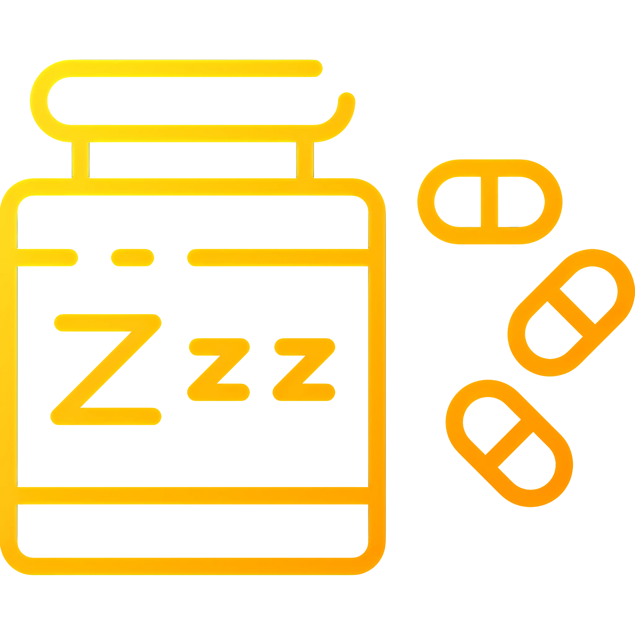 Sleep Aid Bottle with Pills Outline