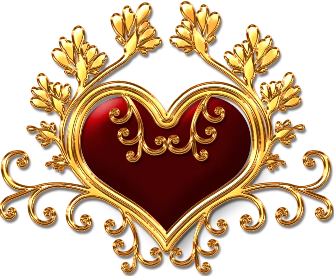 Ornate Red Heart with Gold Details
