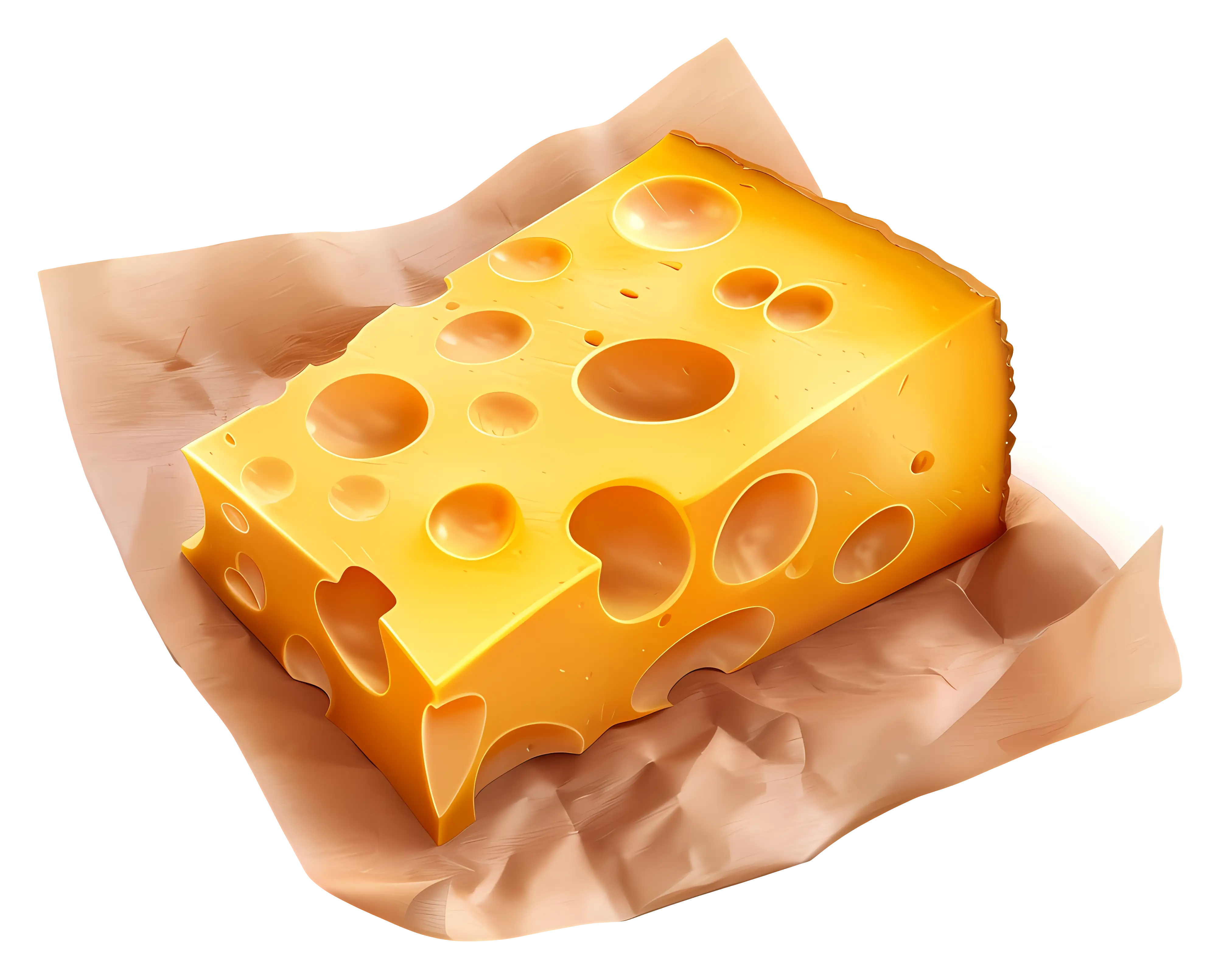 Yellow Cheese Block with Holes Illustration