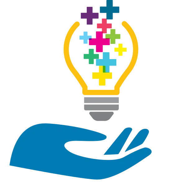 Colorful Plus Signs in Lightbulb Illustration