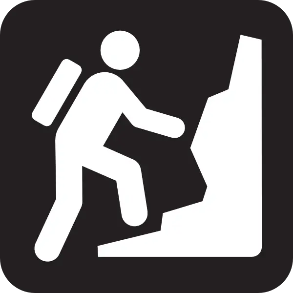 Hiker Climbing Mountain Icon
