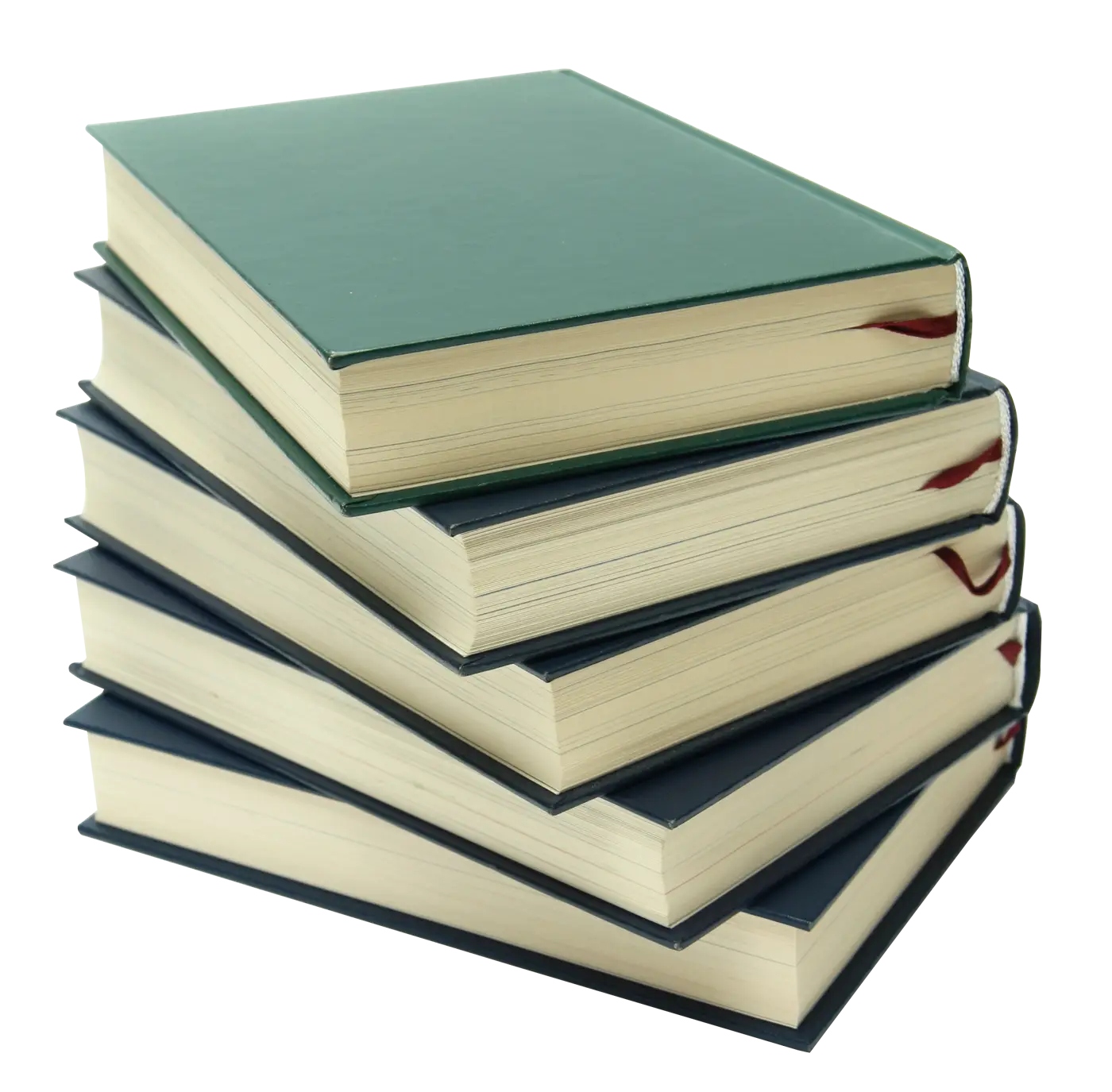 Neatly stacked books for reading and studying