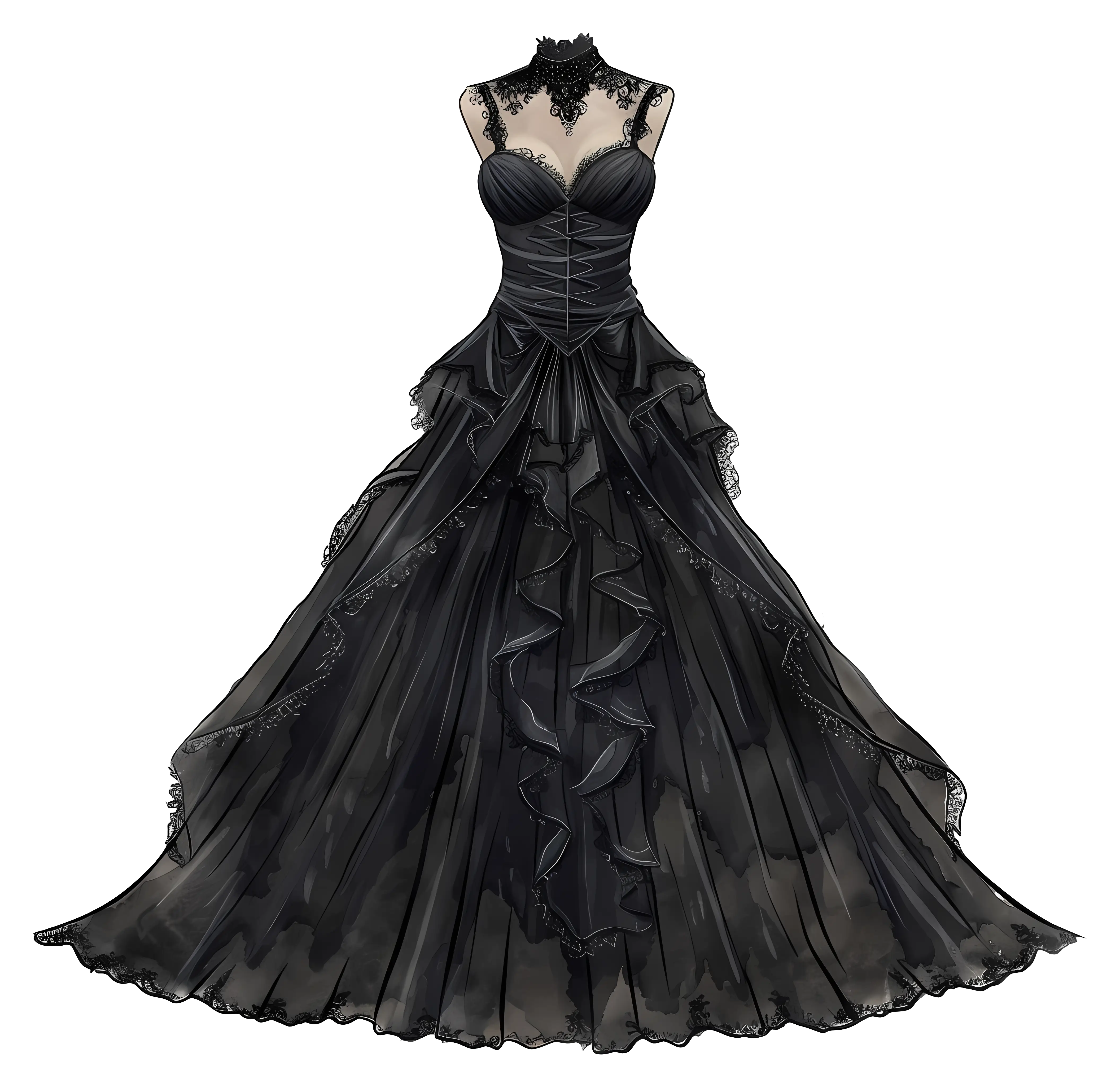 Elegant Black Gothic Ball Gown