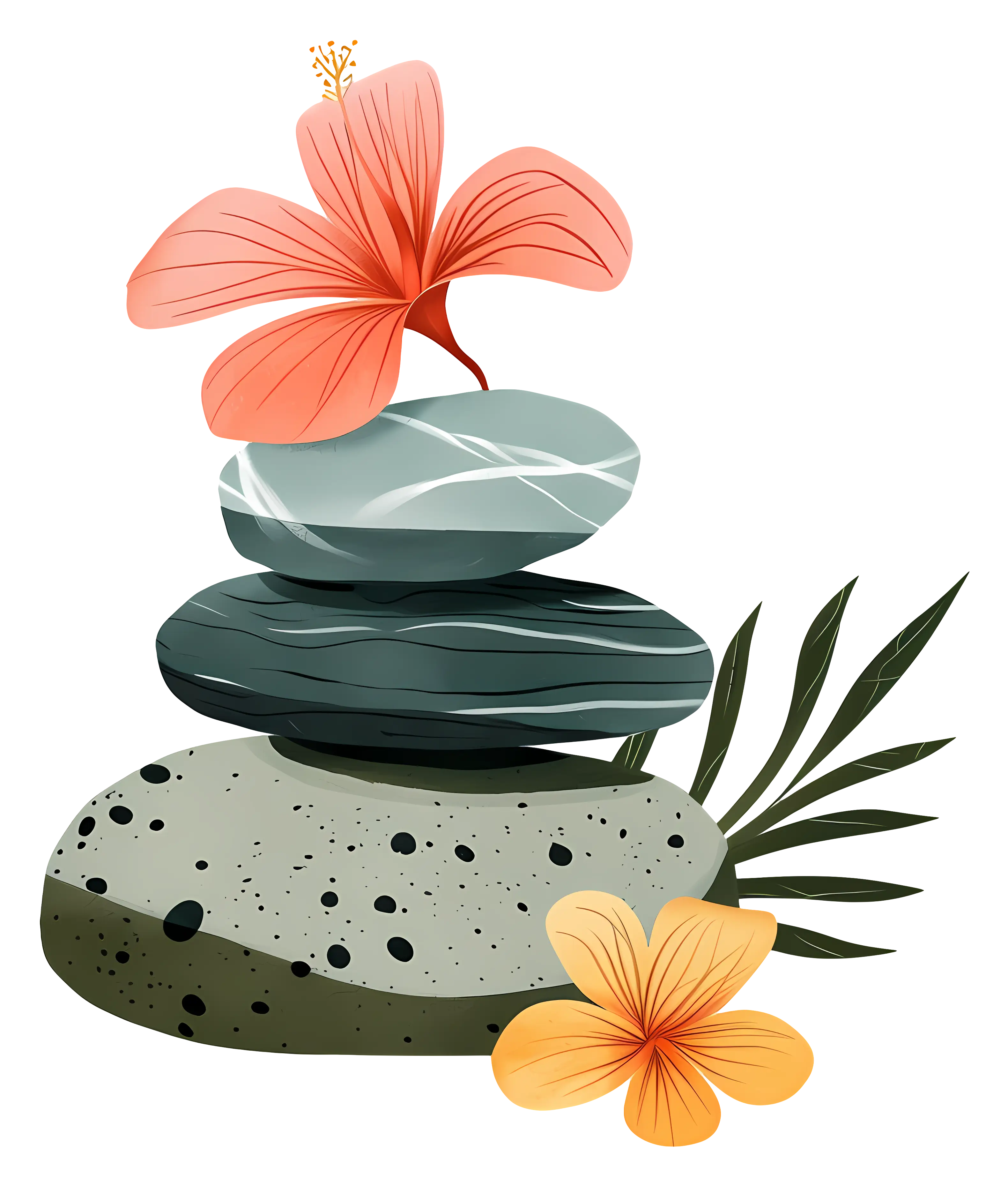 Zen Stones and Flowers Illustration