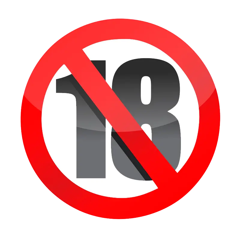 Red 18 Plus Prohibited Warning Sign