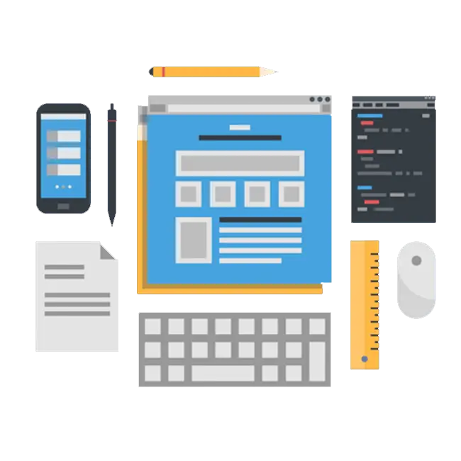 Creative Illustration of Web Design and Development Tools
