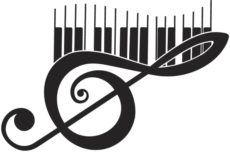 Musical Note with Piano Keys