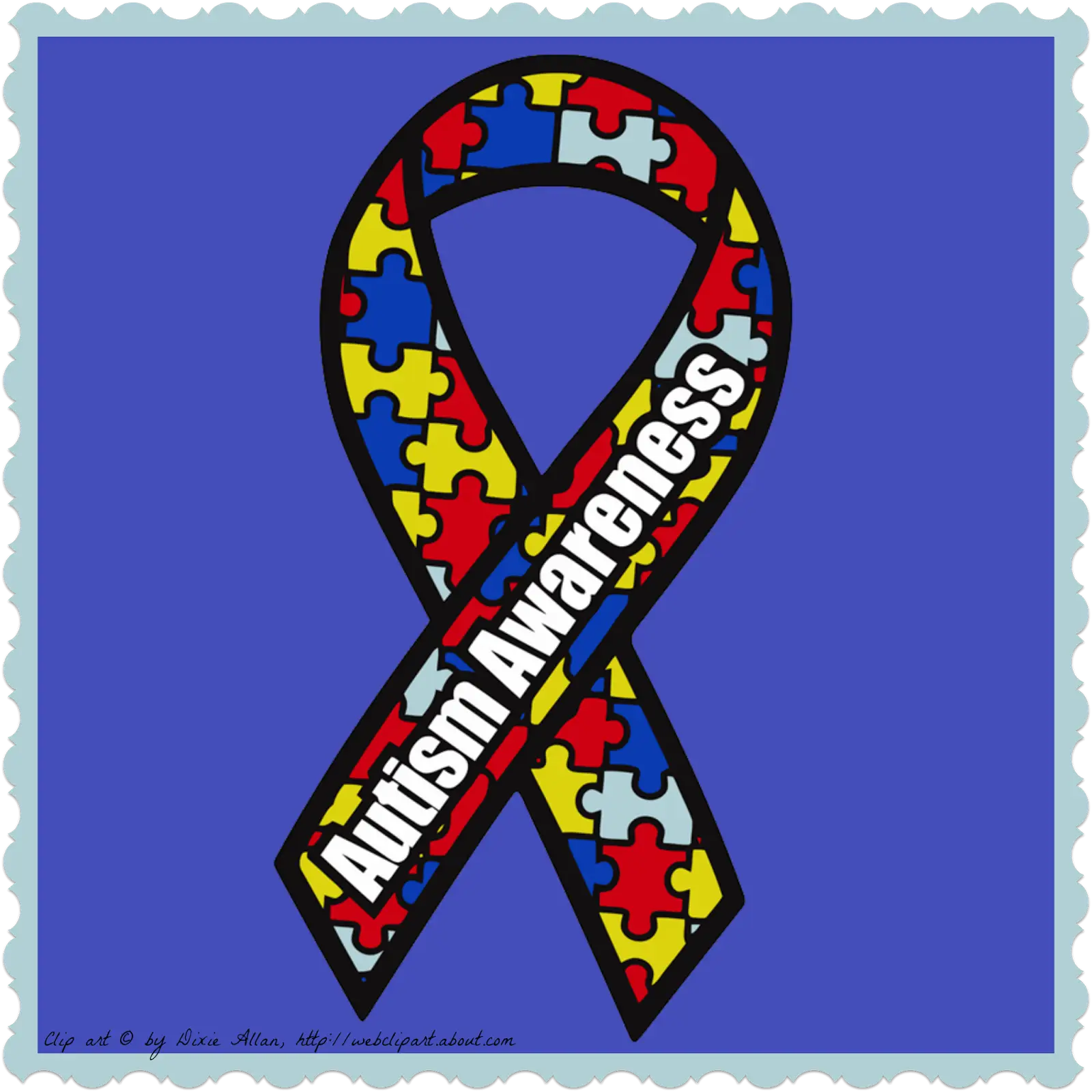 Autism Awareness Ribbon with Puzzle Pieces
