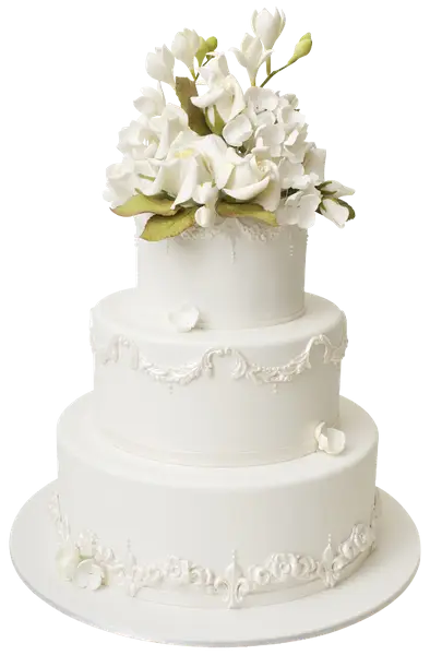Elegant Floral Three-Tier Wedding Cake