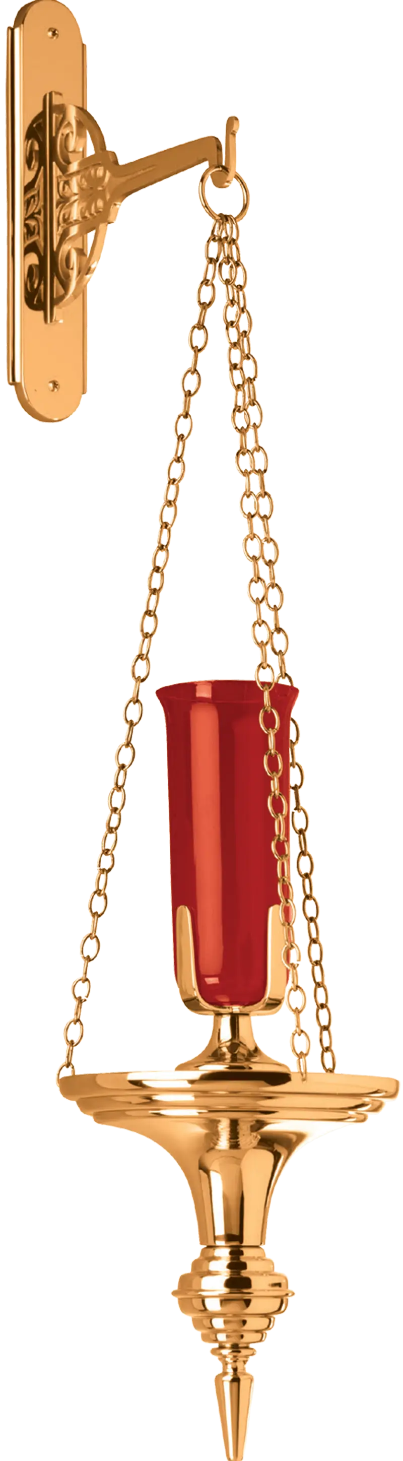 Golden Wall Sconce with Red Glass Candle Holder