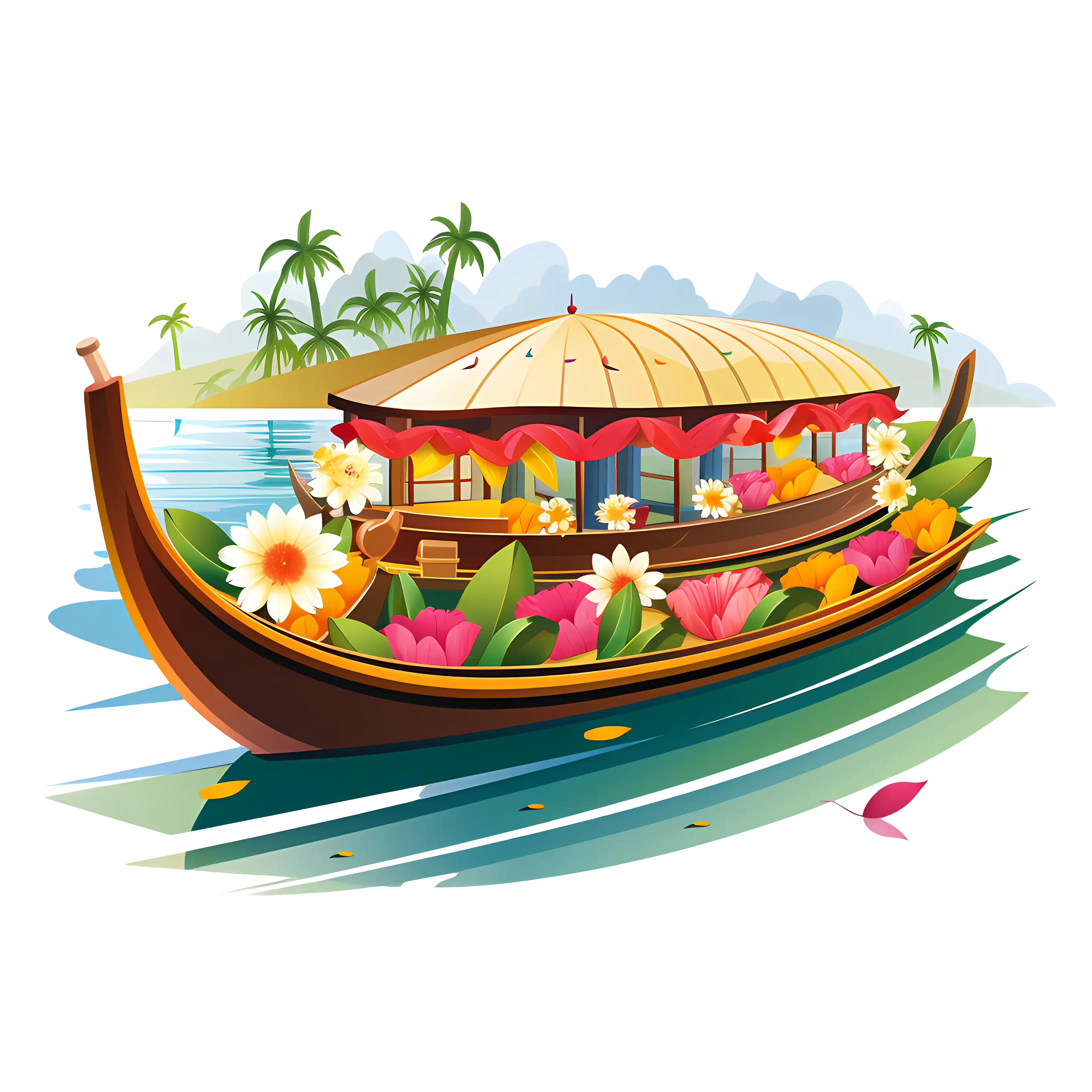Beautiful Decorative Houseboat with Flowers