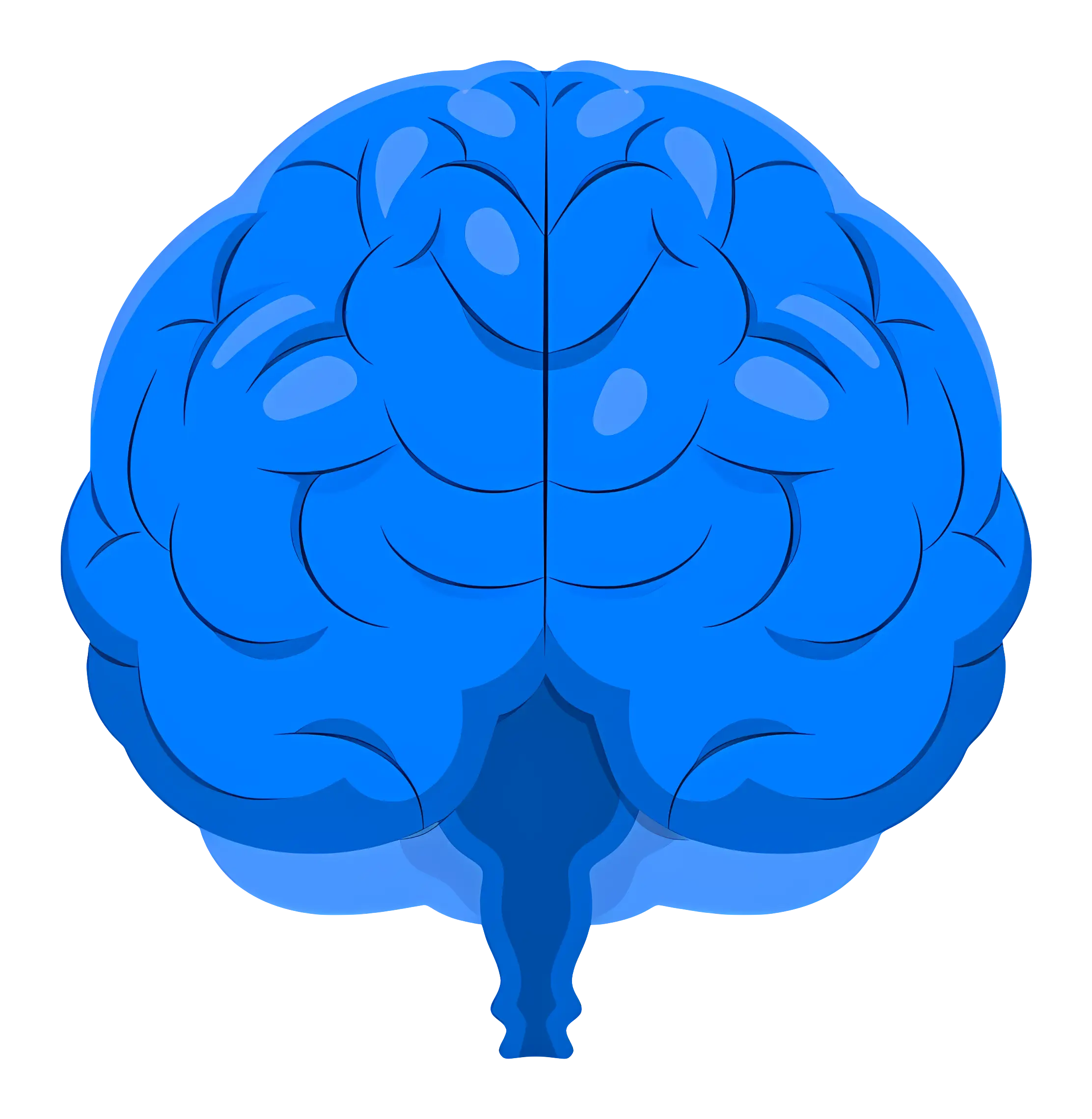 Blue Cartoon Brain Illustration