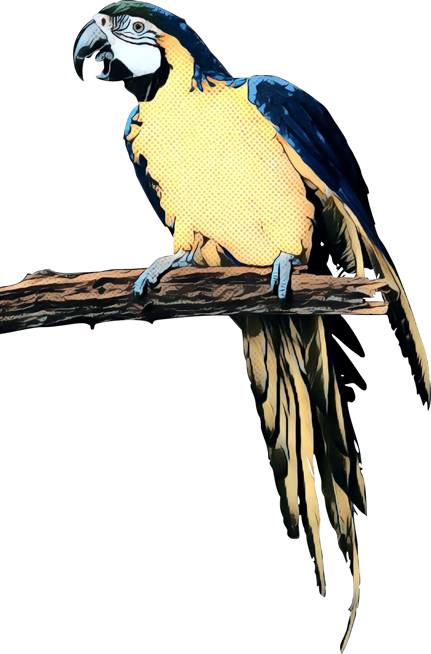 Illustrative Tropical Parrot Perched on Branch