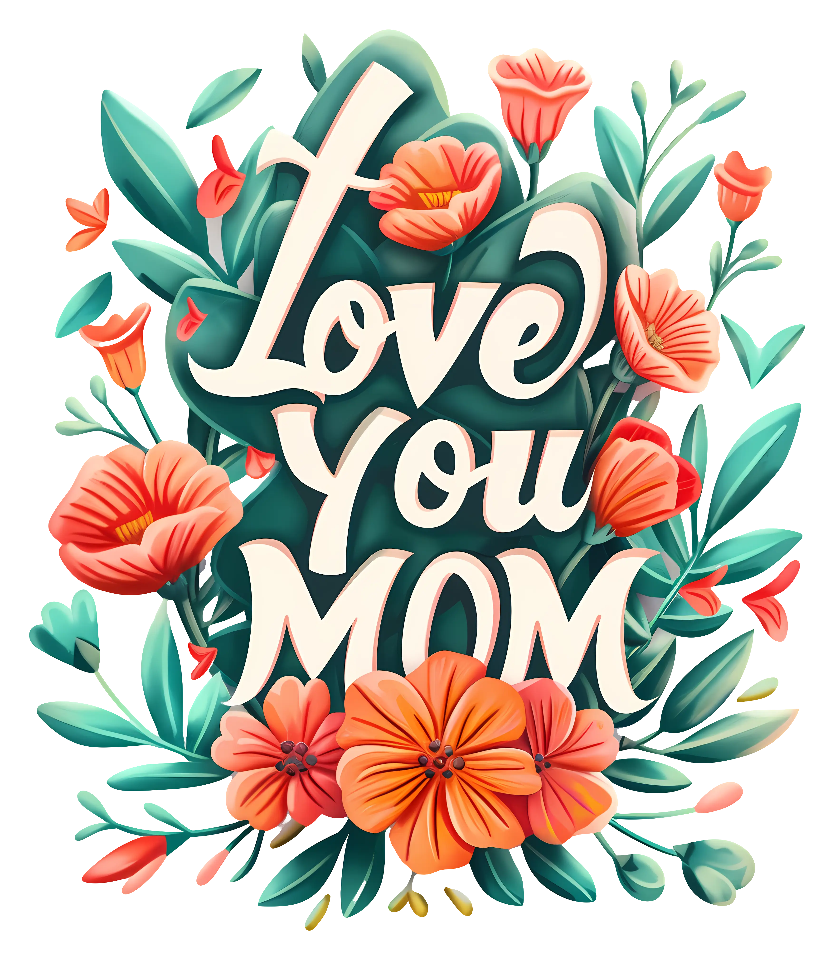 Love You Mom Floral Card Design
