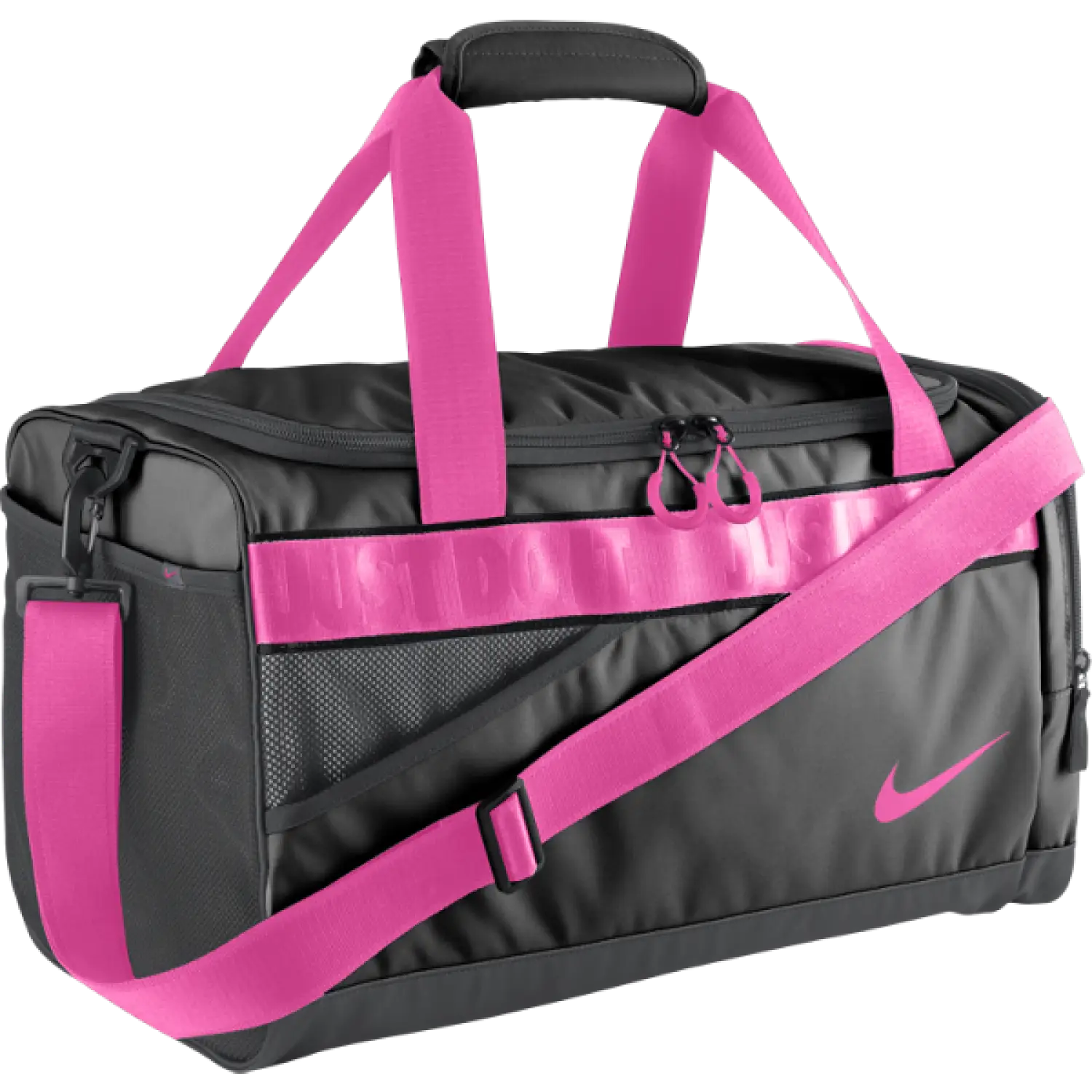 Black and Pink Duffel Bag for Sports and Travel