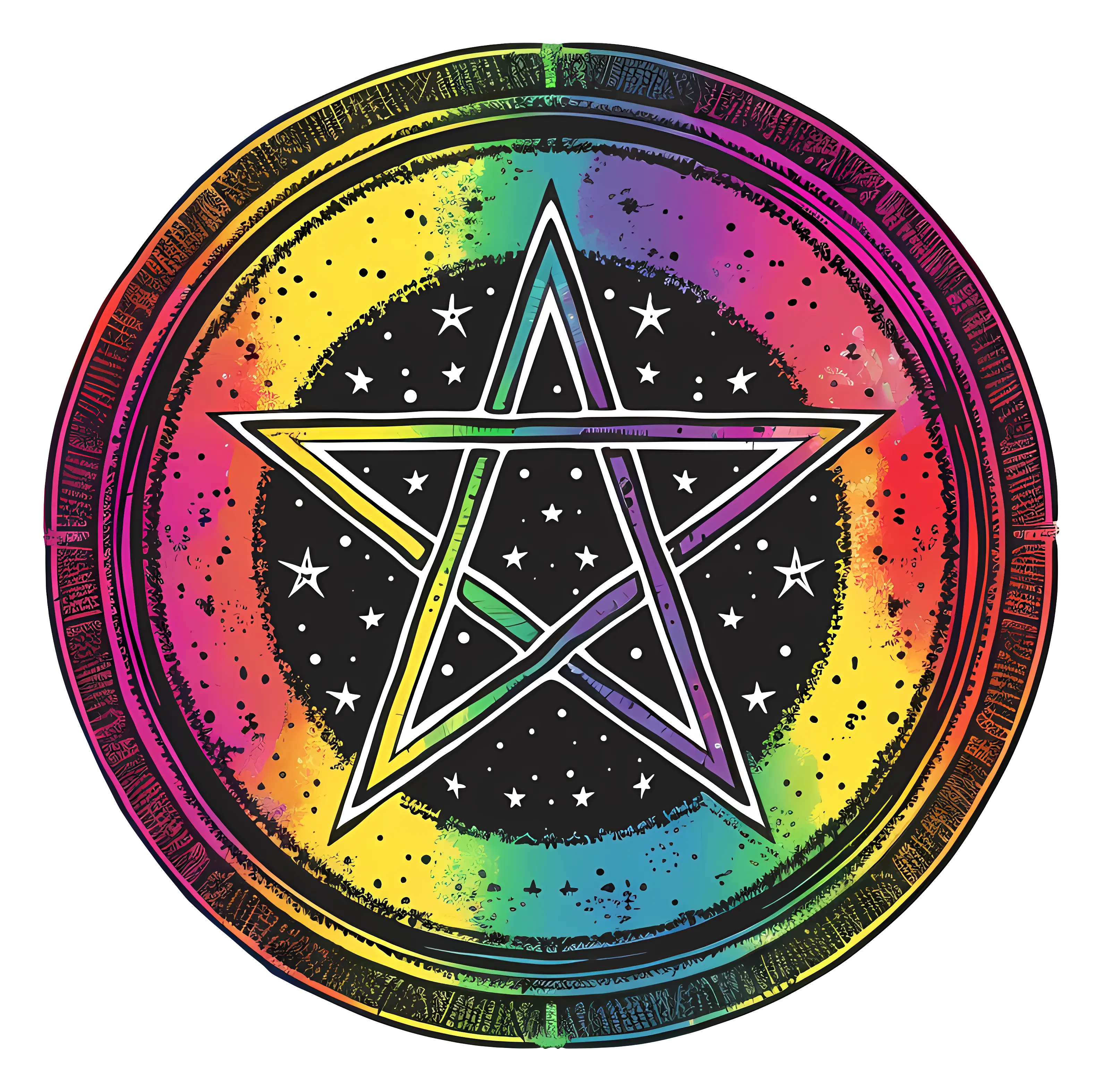 Colorful Rainbow Pentagram Symbol