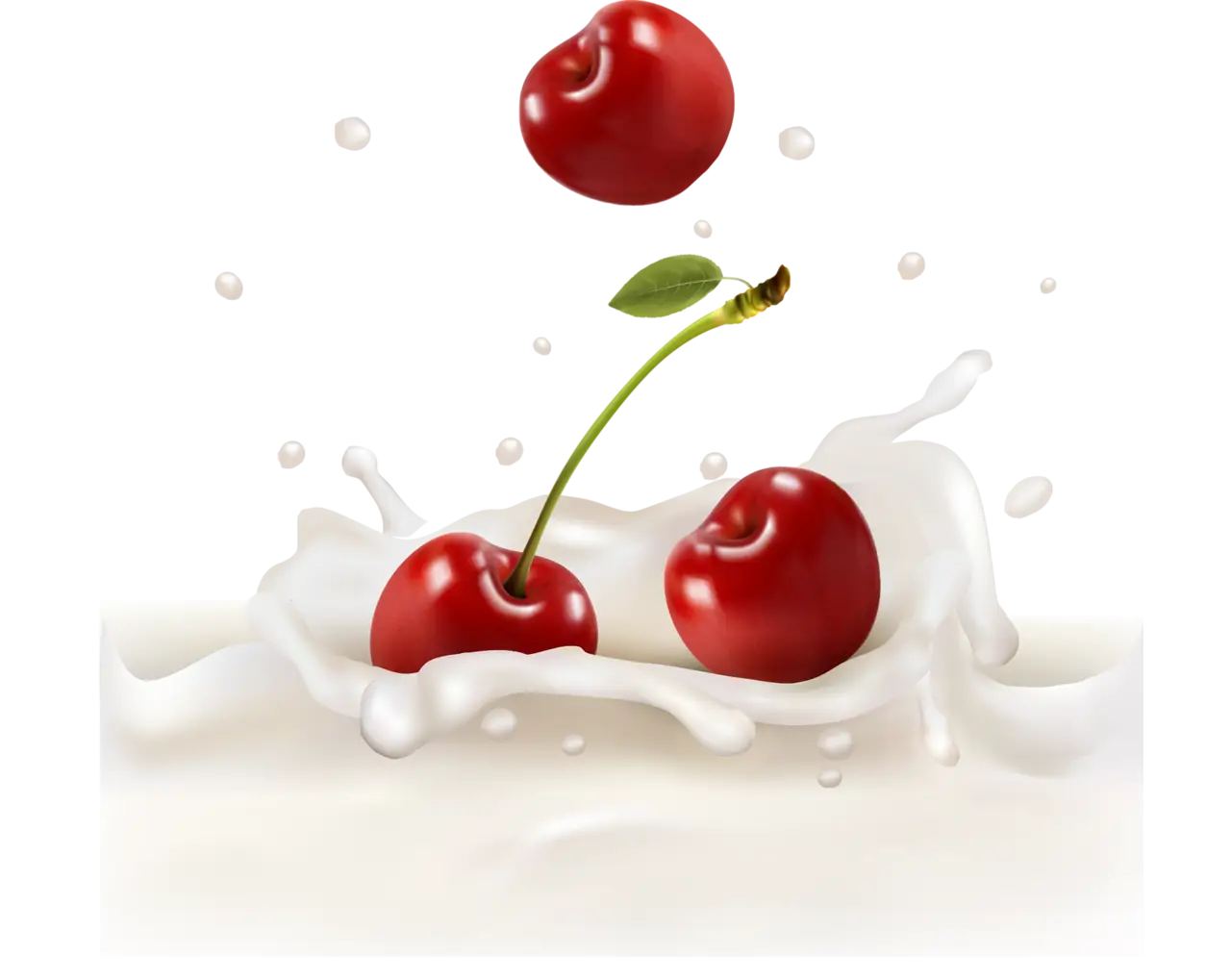 Fresh Cherries in Milk Splash