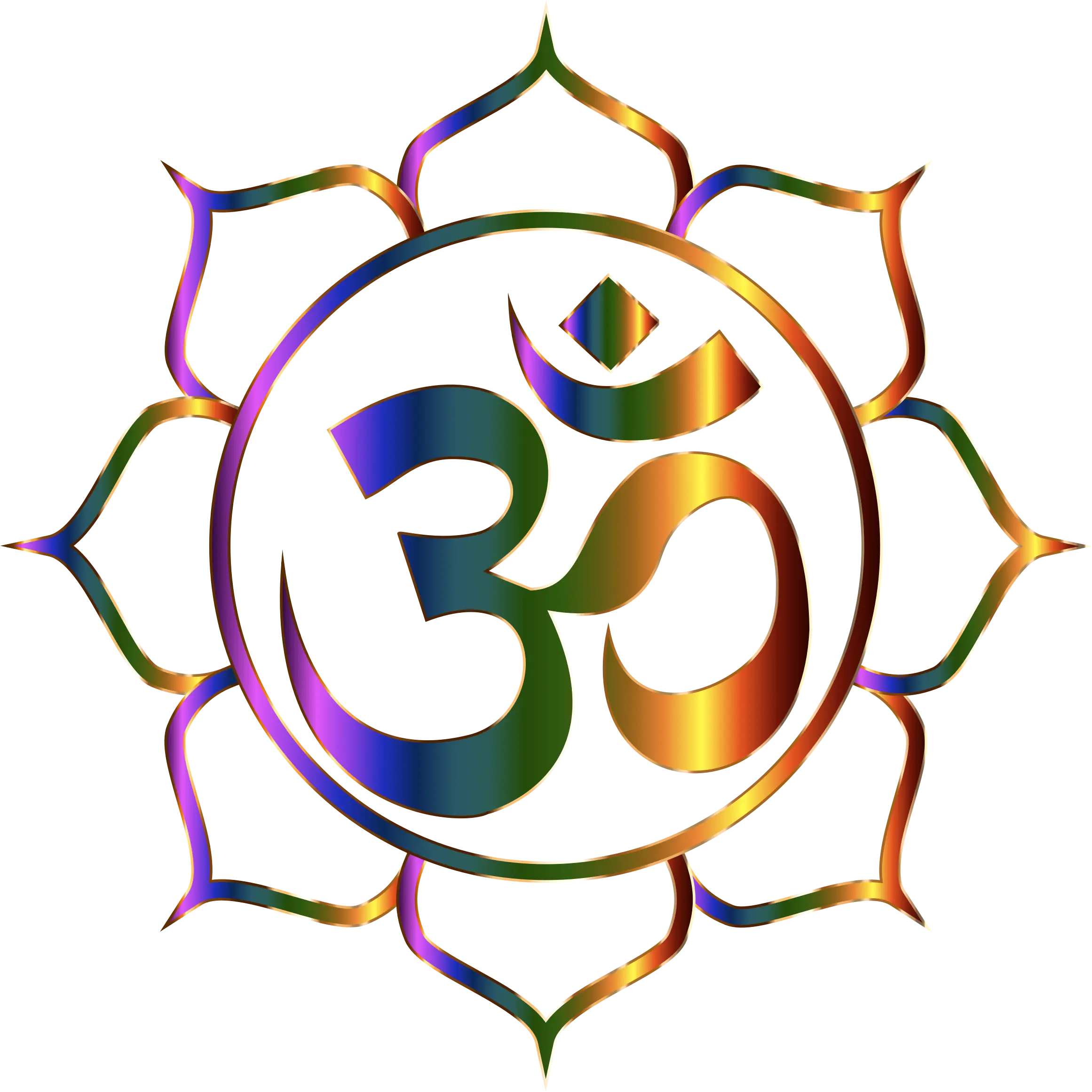 Colorful Om Symbol with Lotus Petals