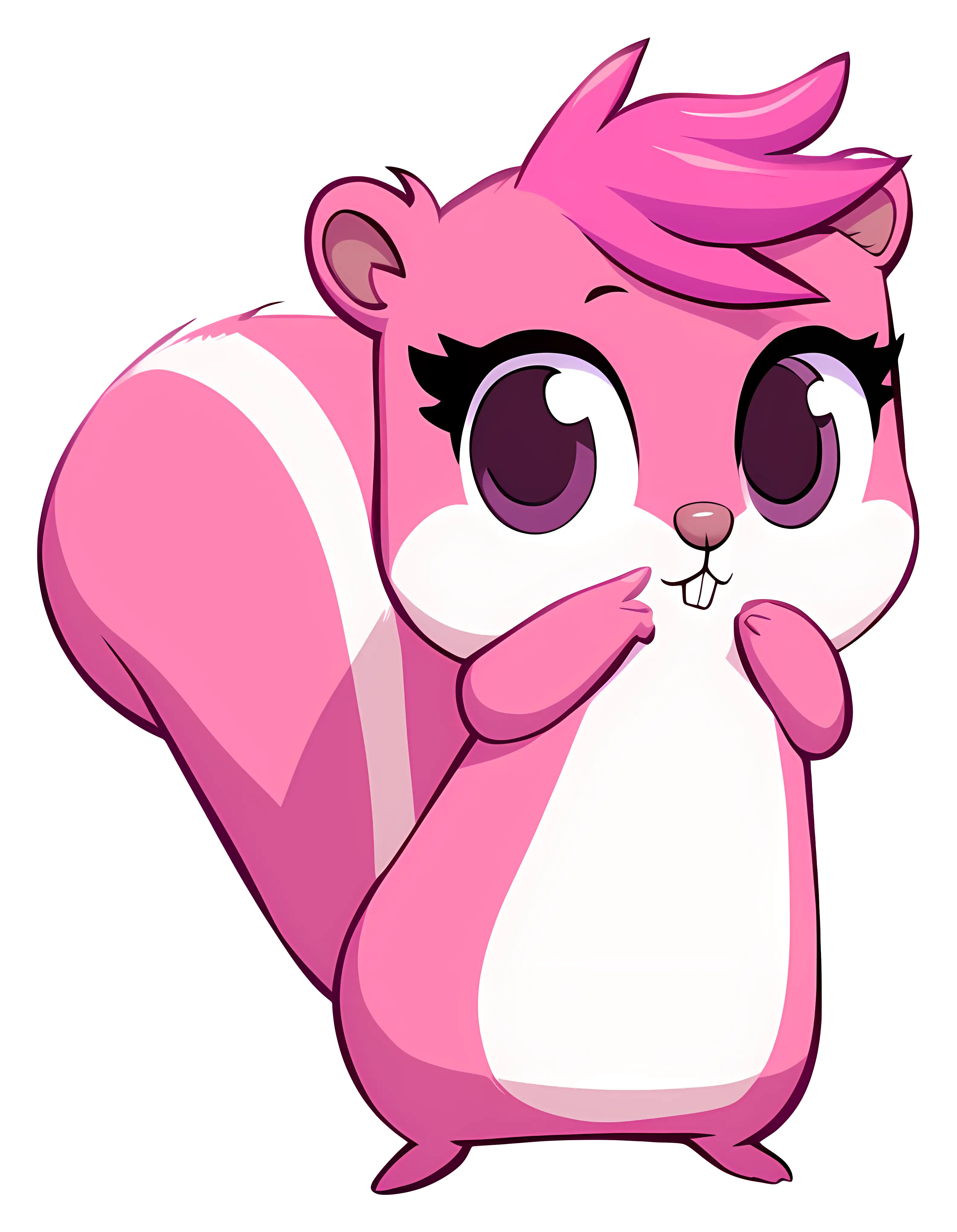 Cute Pink Cartoon Squirrel with Wide Eyes