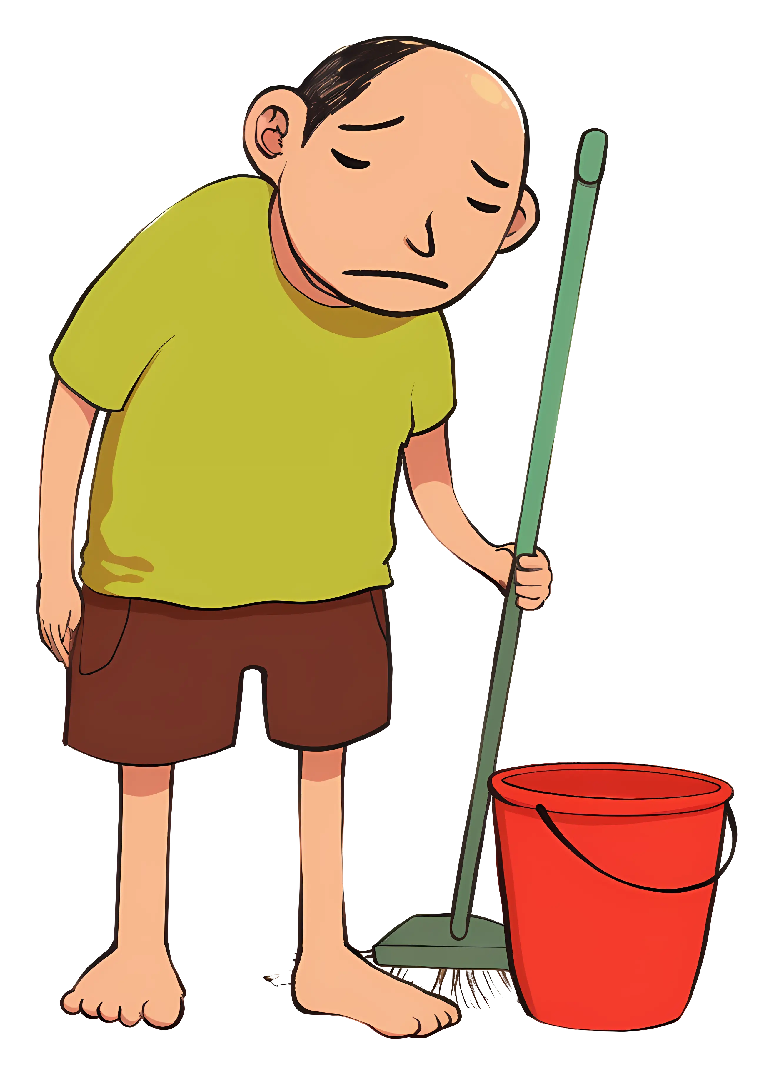 Tired Man with Mop