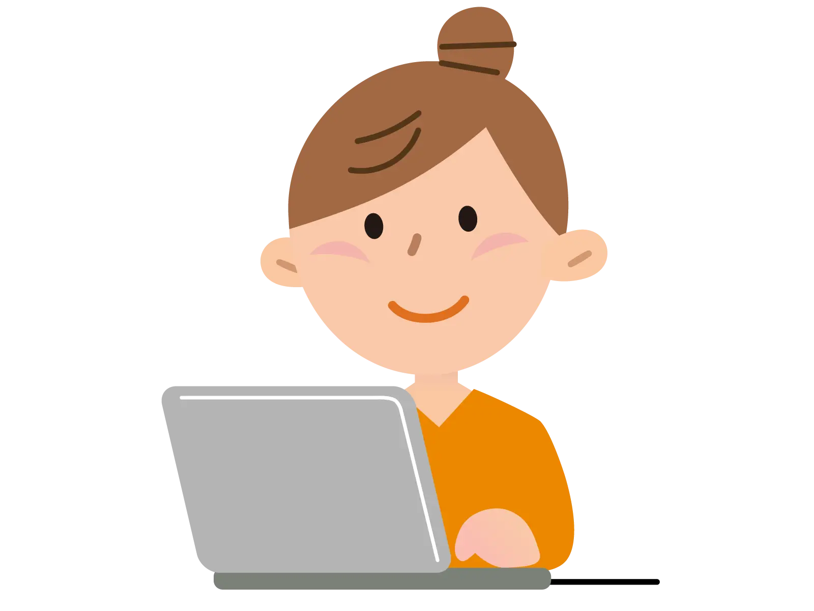 Cartoon of a Woman Using a Laptop