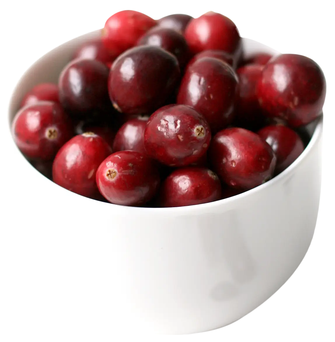 Fresh Red Cranberries in a White Bowl