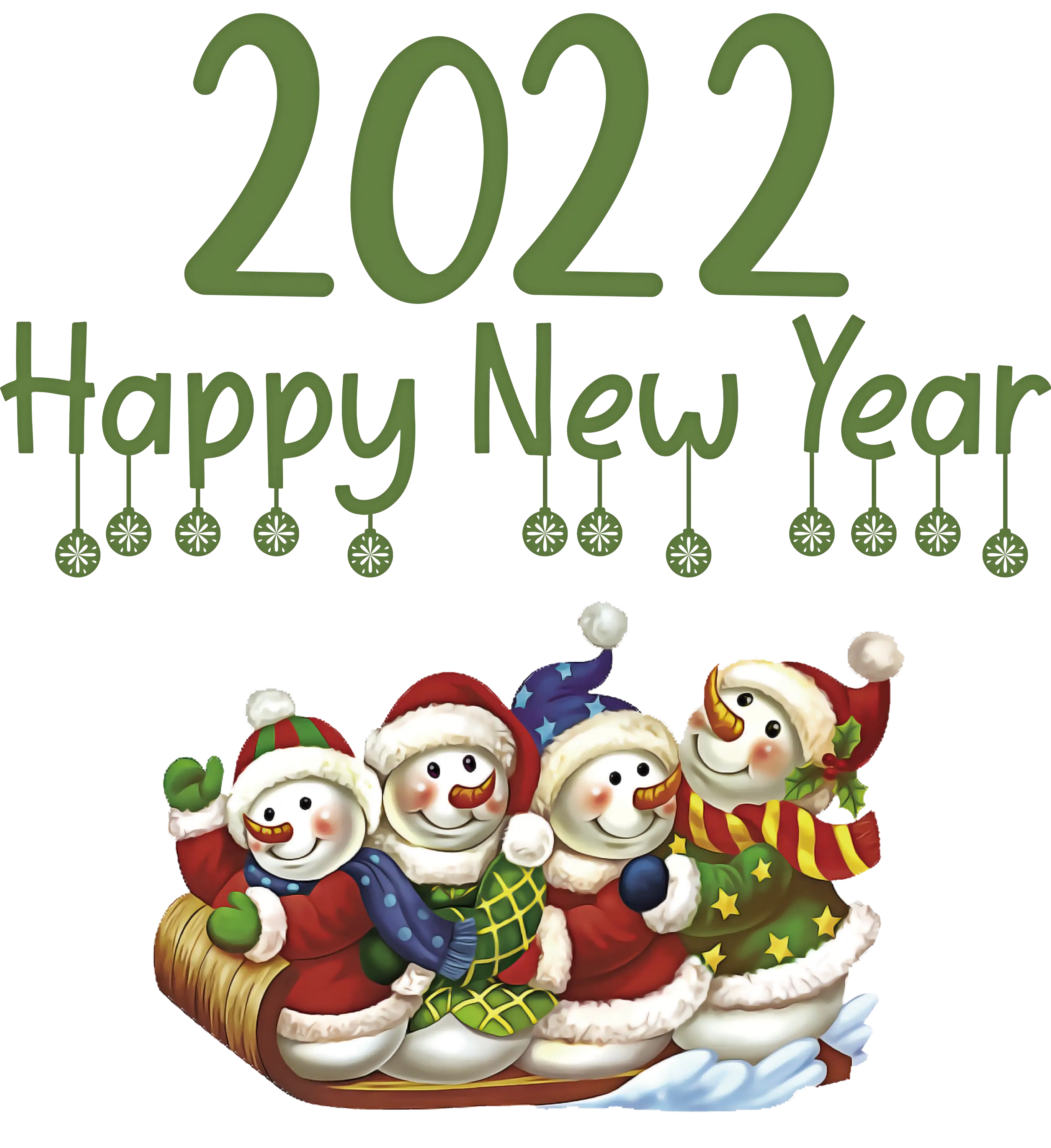 Snowmen Illustration for Happy 2022 New Year