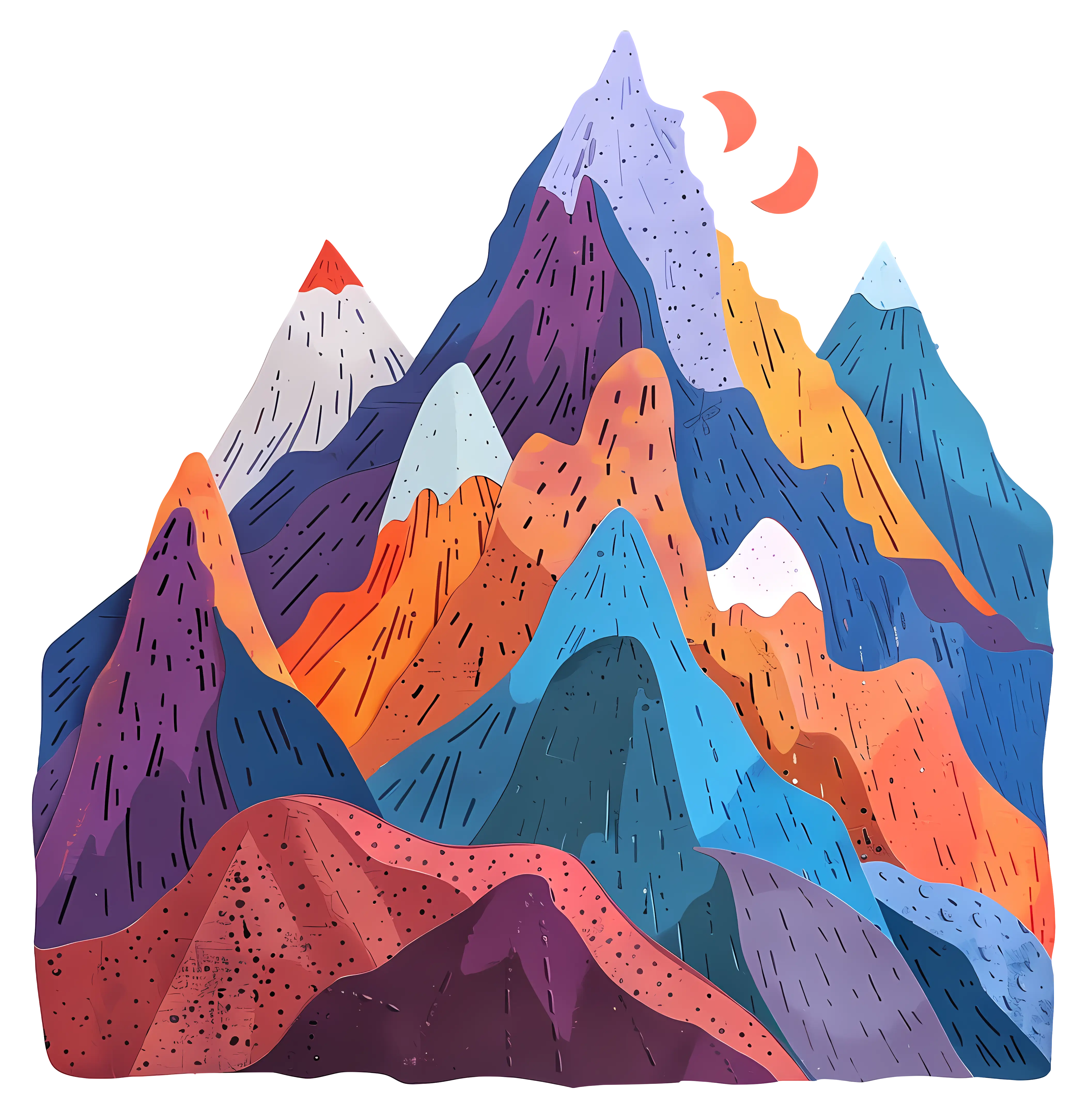 Colorful Mountain Landscape Illustration