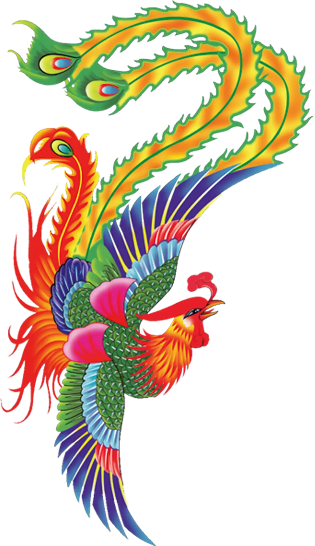 Vibrant Colorful Phoenix Illustration