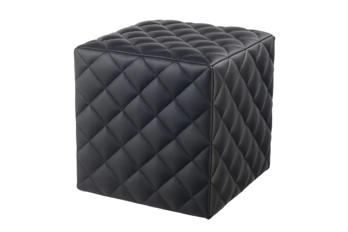 Black Quilted Cube Ottoman for Home Decor