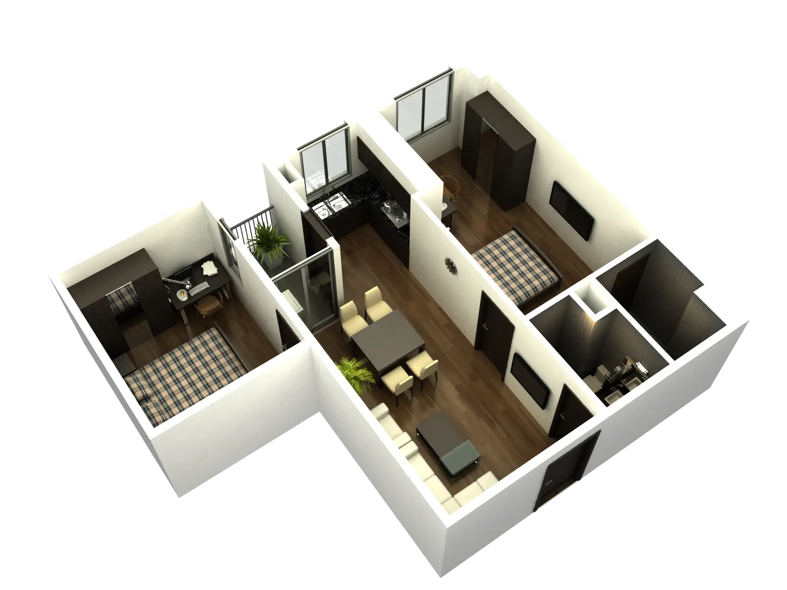 3D Apartment Layout Design for Housing Concept