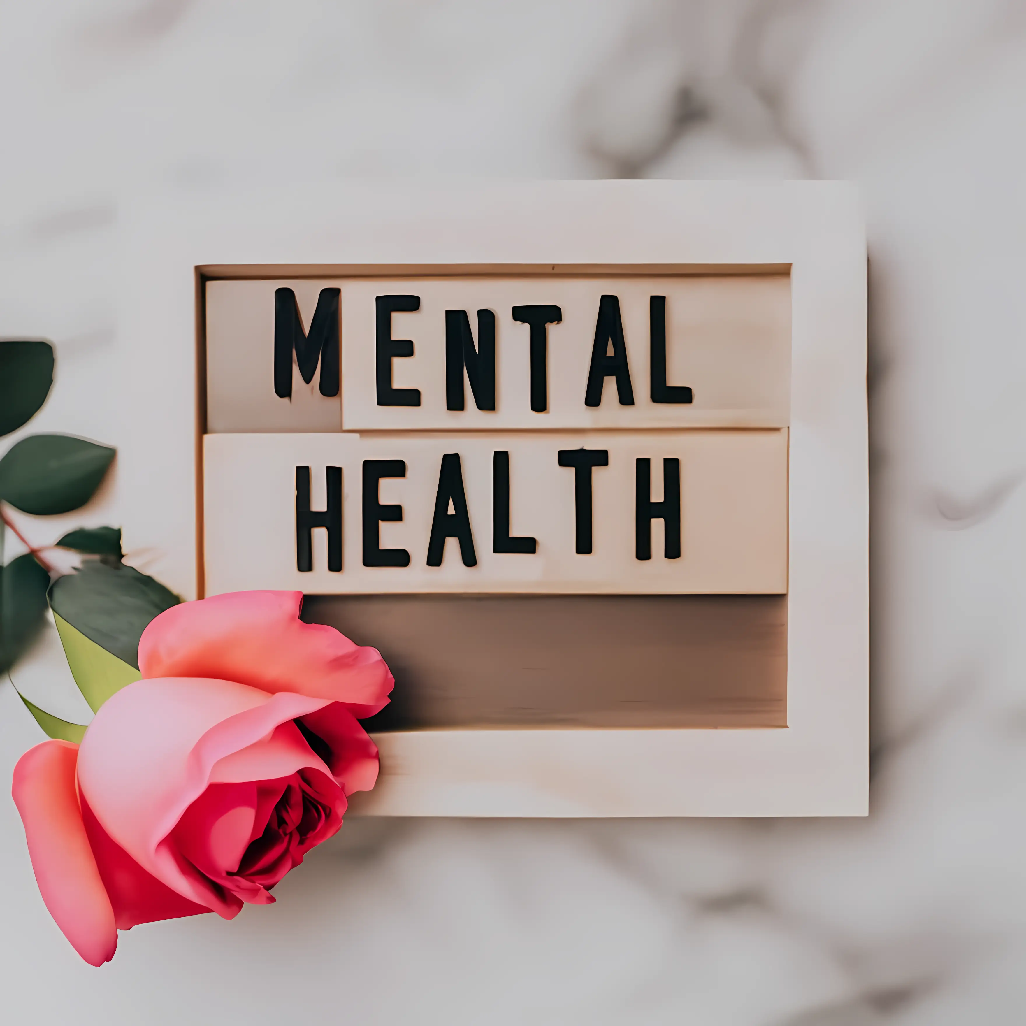 Mental Health Awareness Concept with Pink Rose