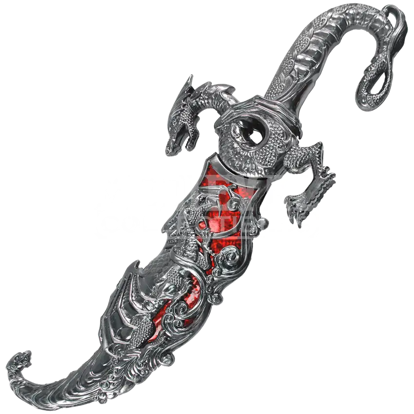 Ornate Dagger with Red and Silver Design