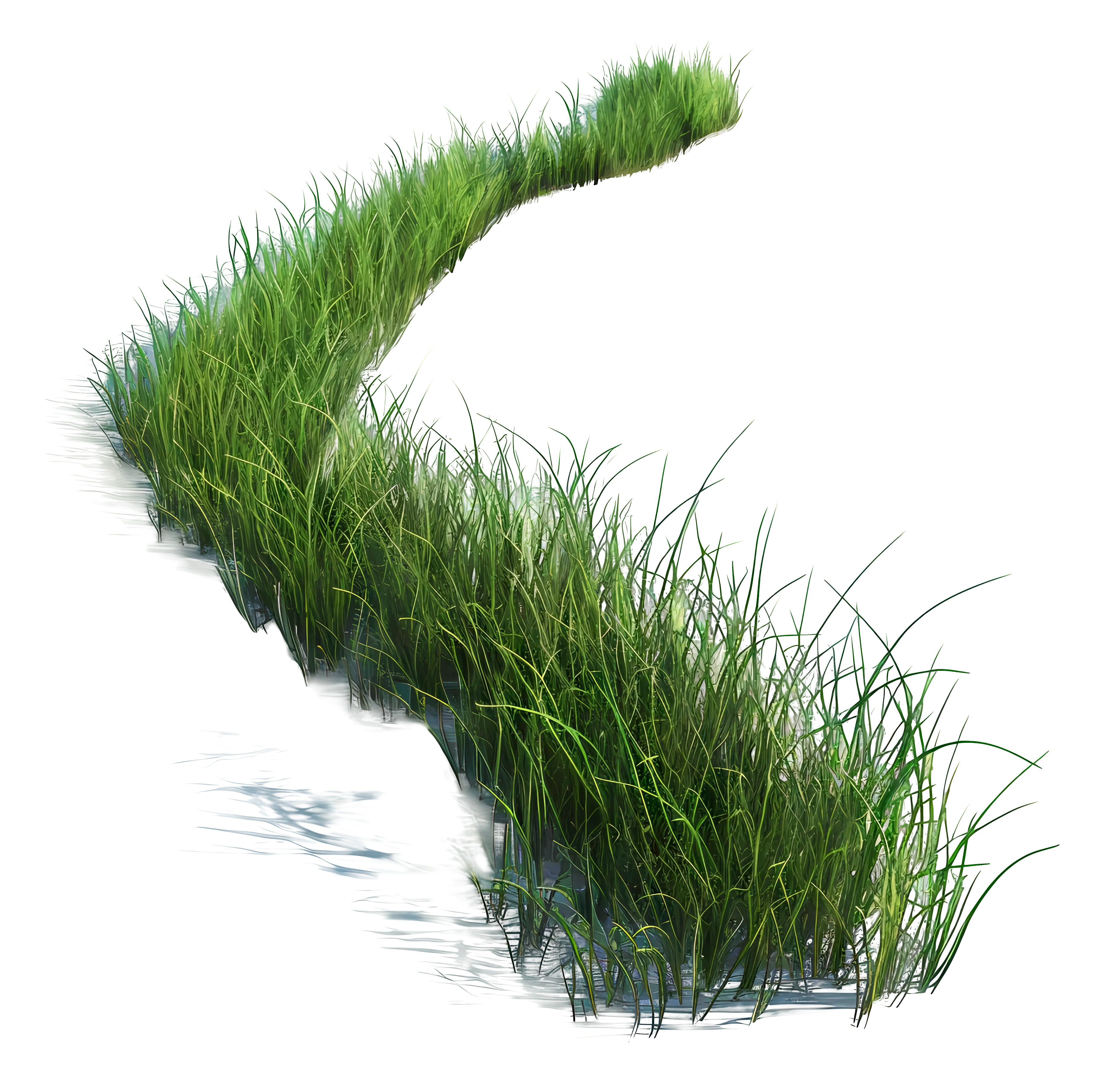 Curved Grass Pathway with Green Plants
