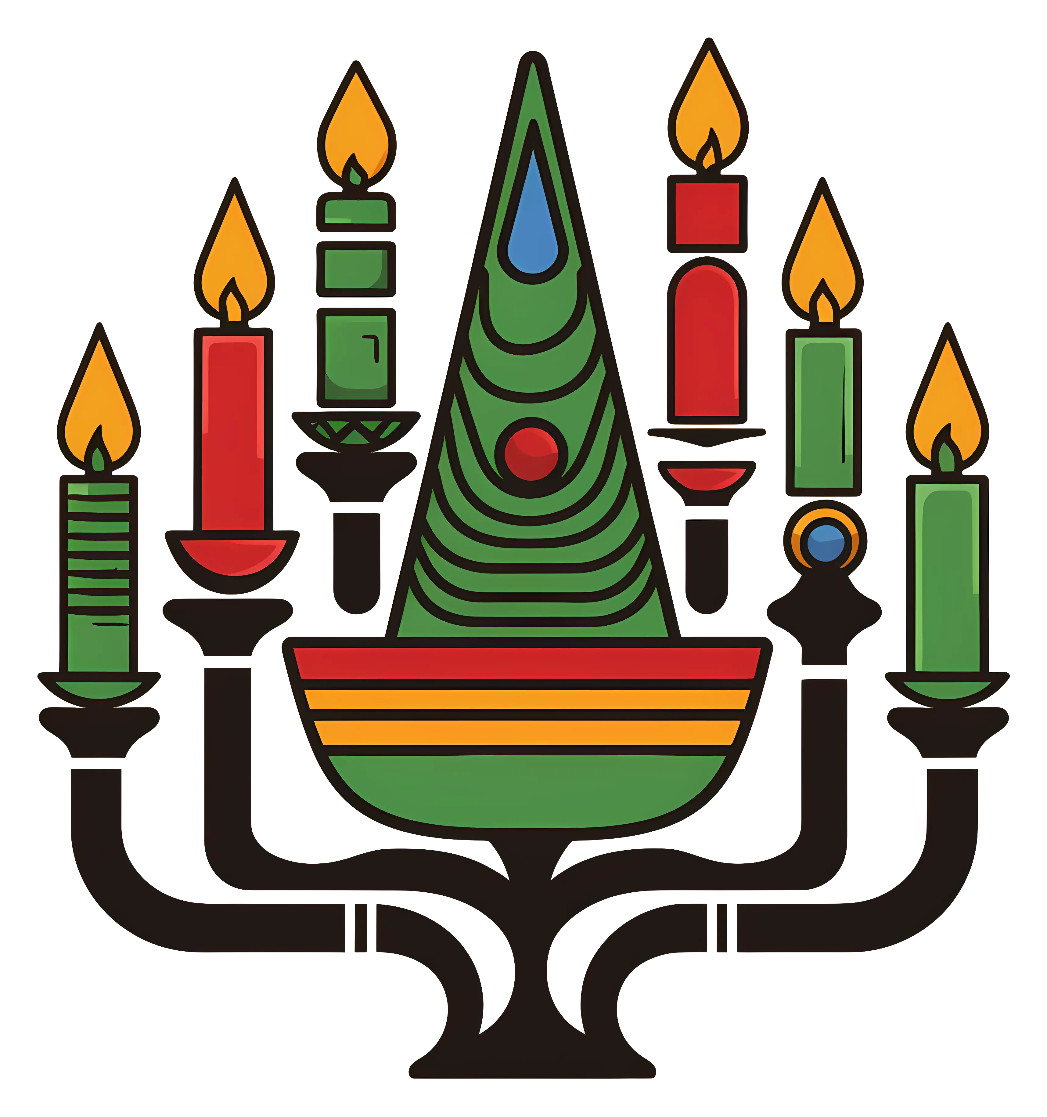 Kwanzaa Candle Holder with Green Candles